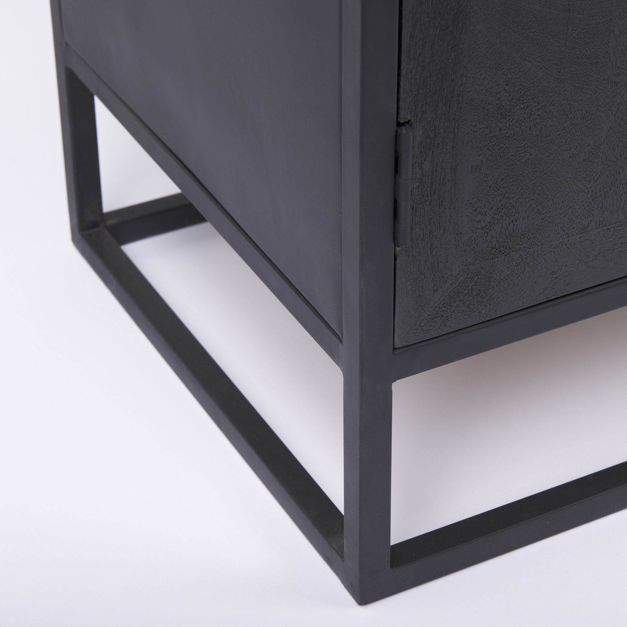 Mercana - Sloan Black Wood with Black Metal Frame Accent Cabinet