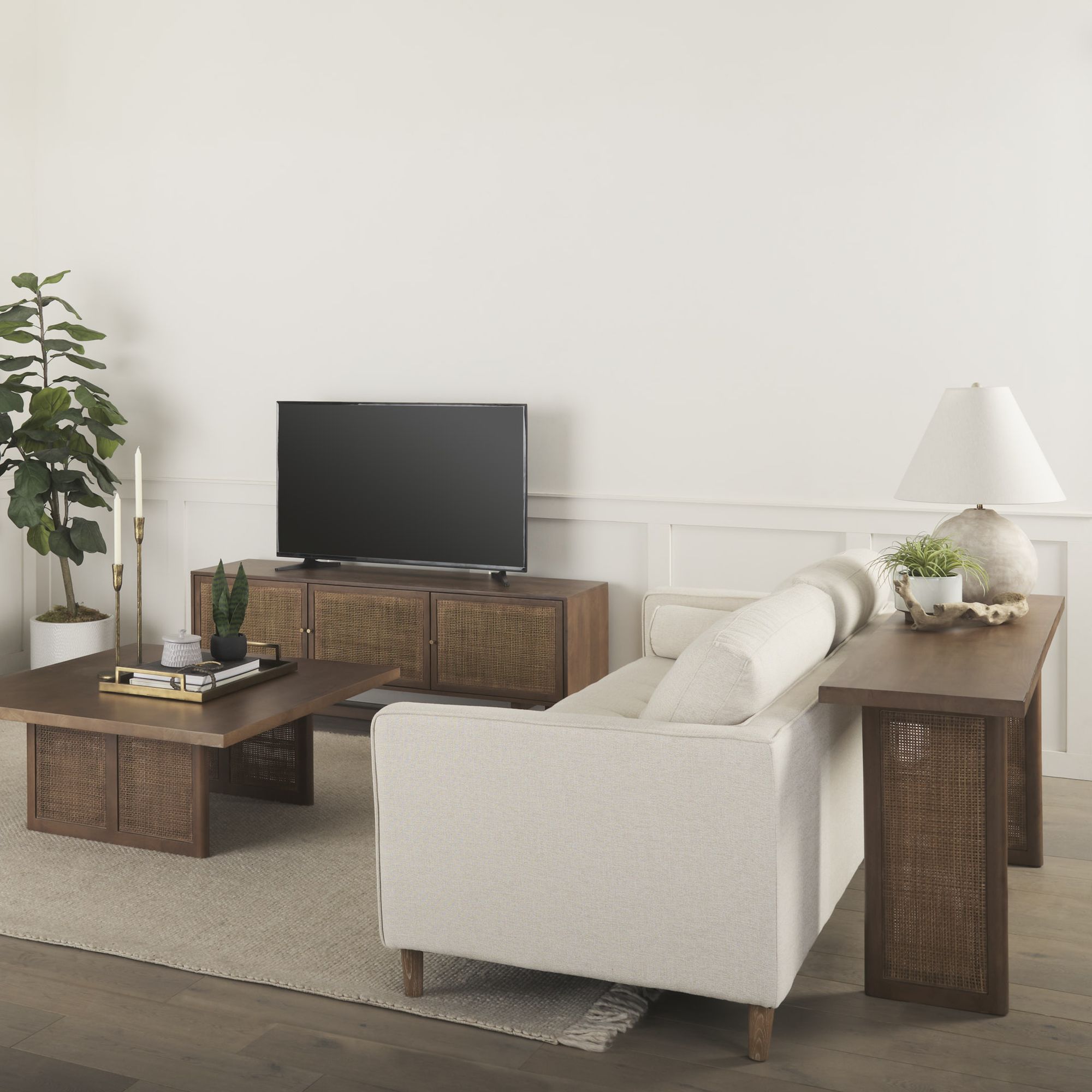 Mercana Grier Media Console with Cane - Brown