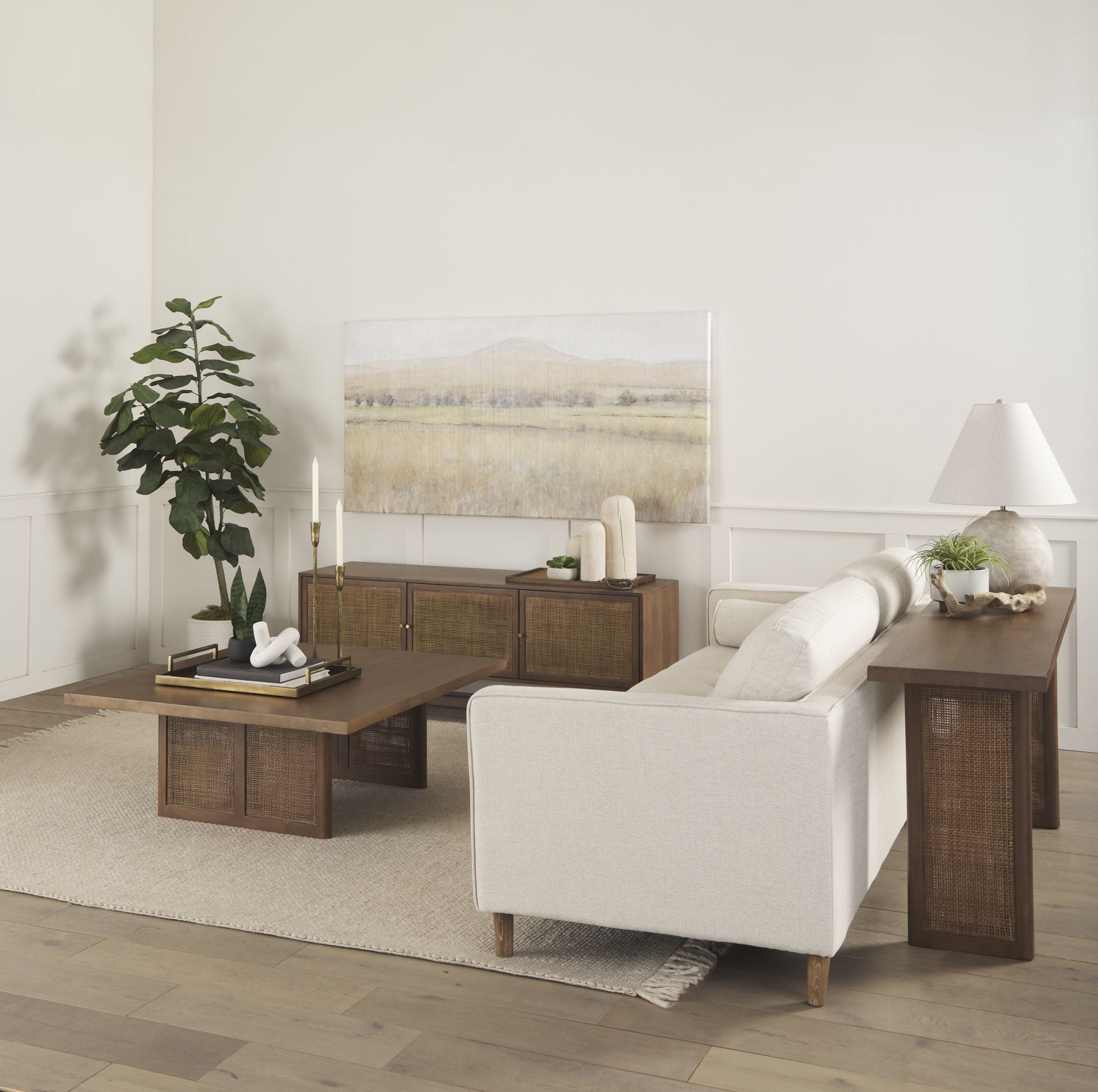 Mercana Grier Media Console with Cane - Brown