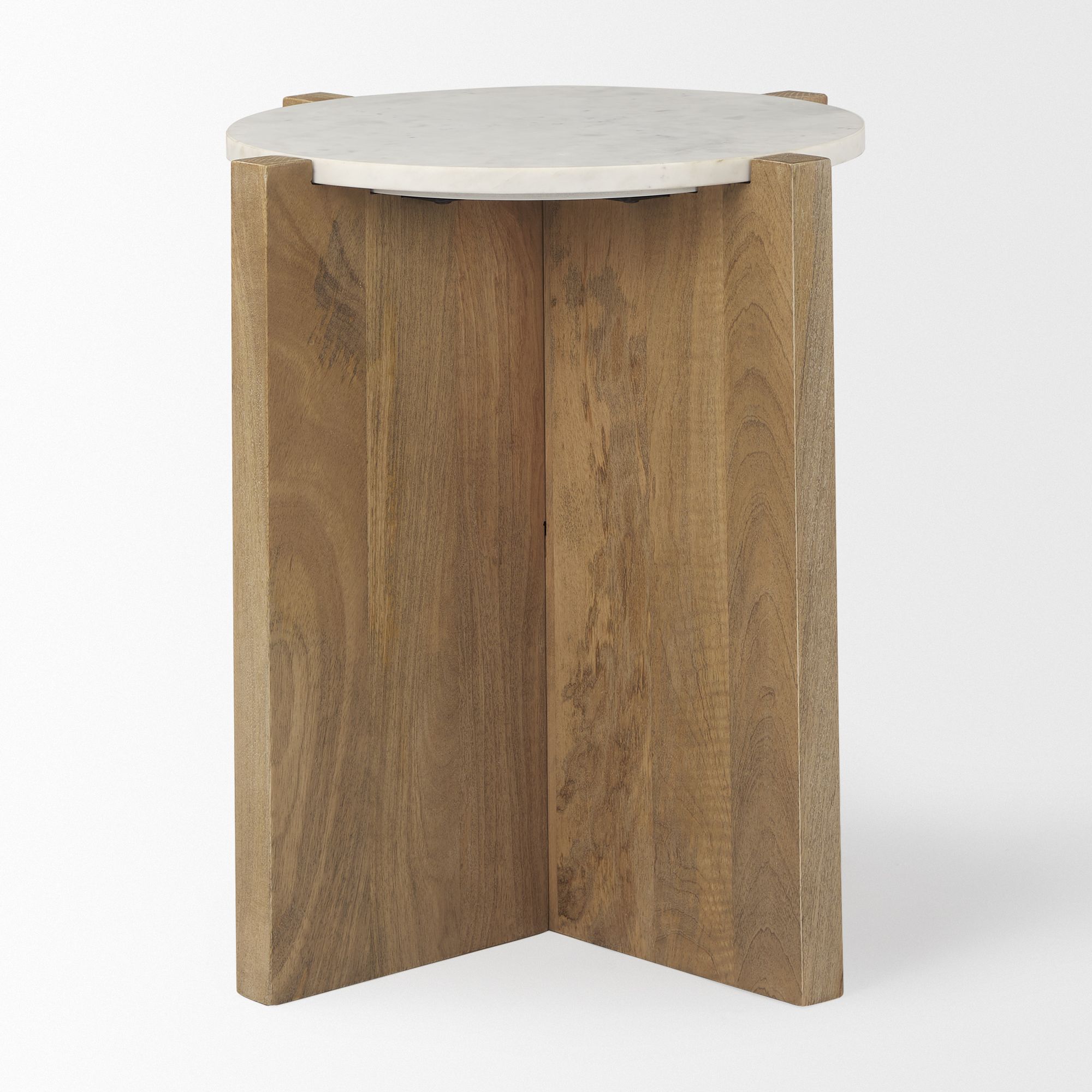 Mercana Bianca Round Accent Table with Marble - Brown