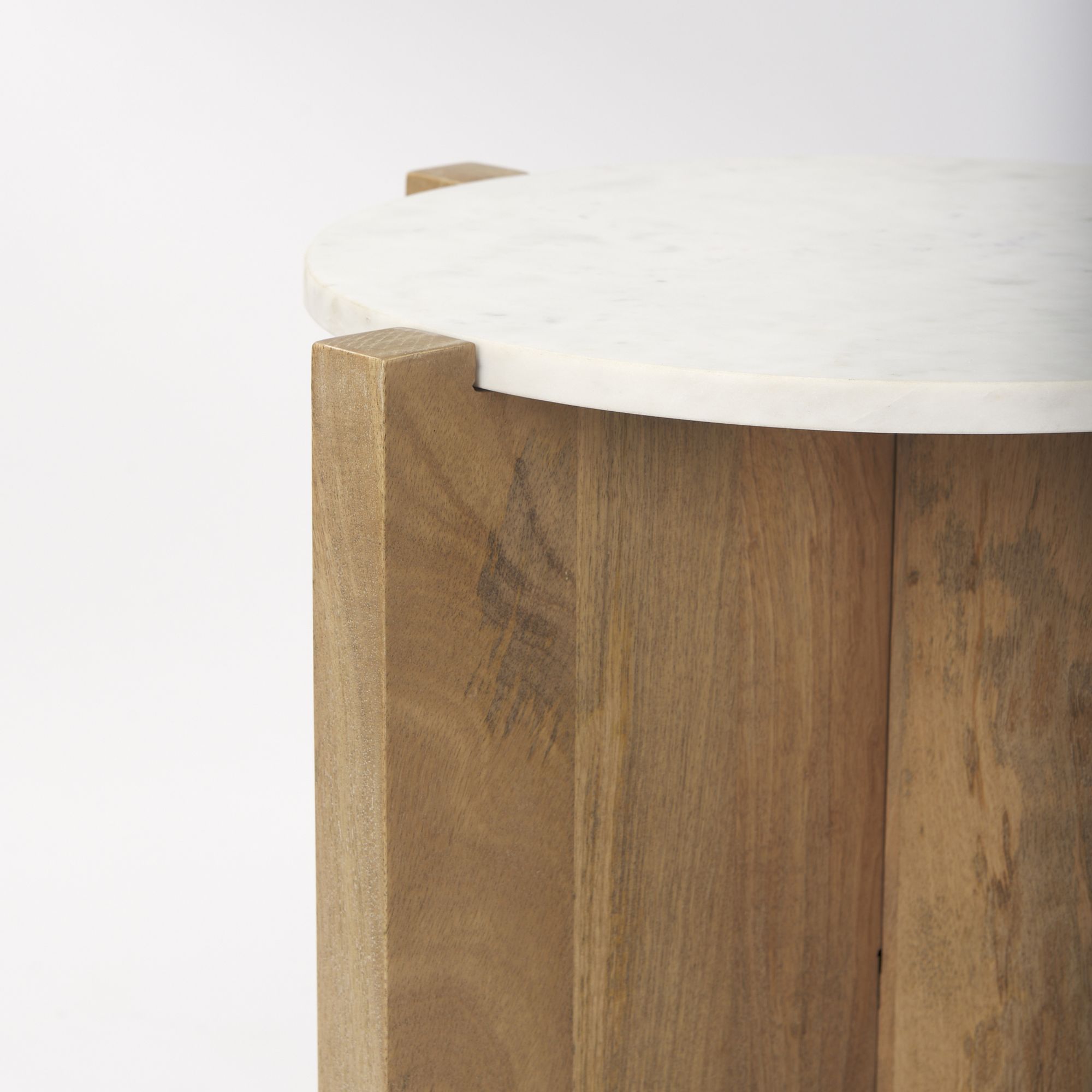 Mercana Bianca Round Accent Table with Marble - Brown