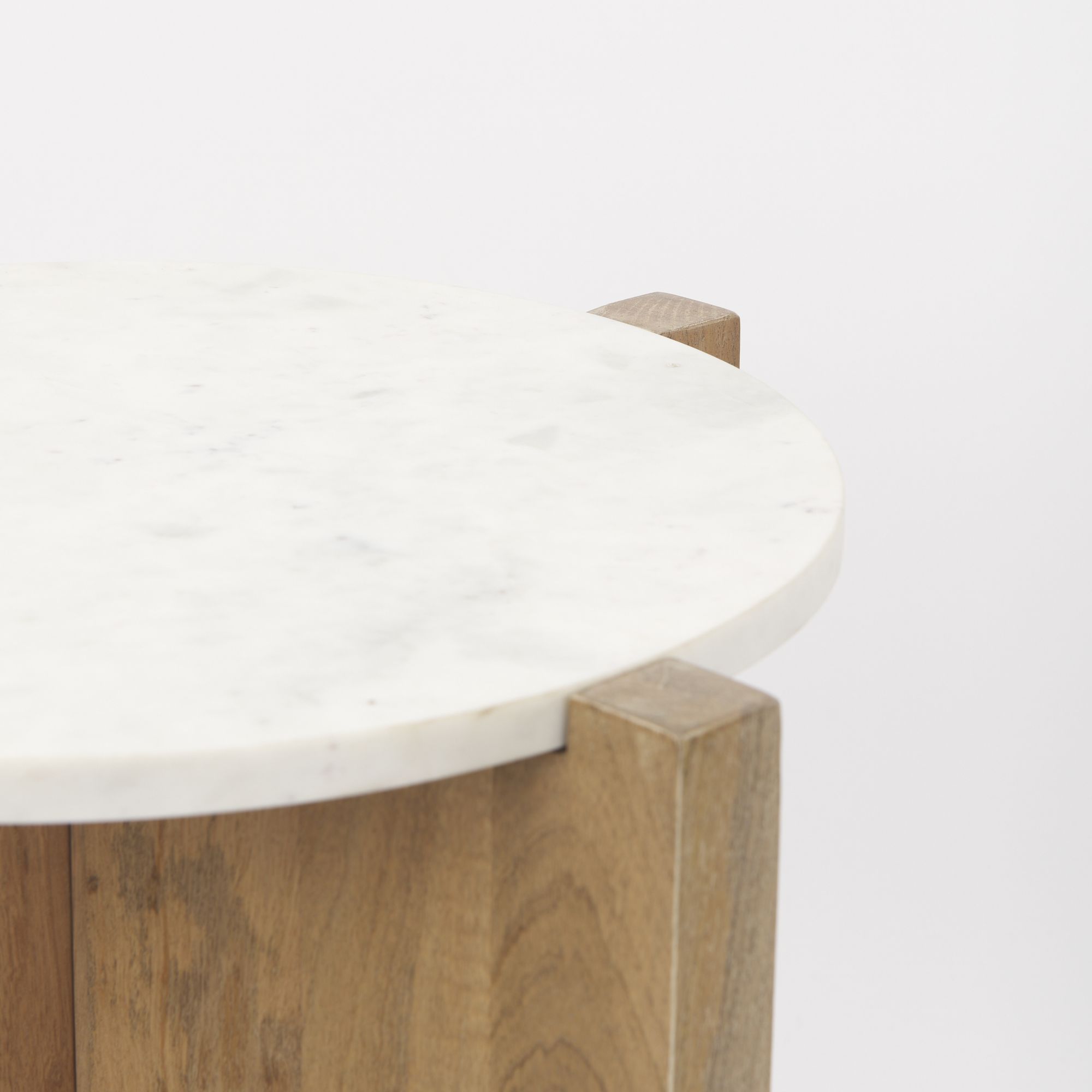 Mercana Bianca Round Accent Table with Marble - Brown