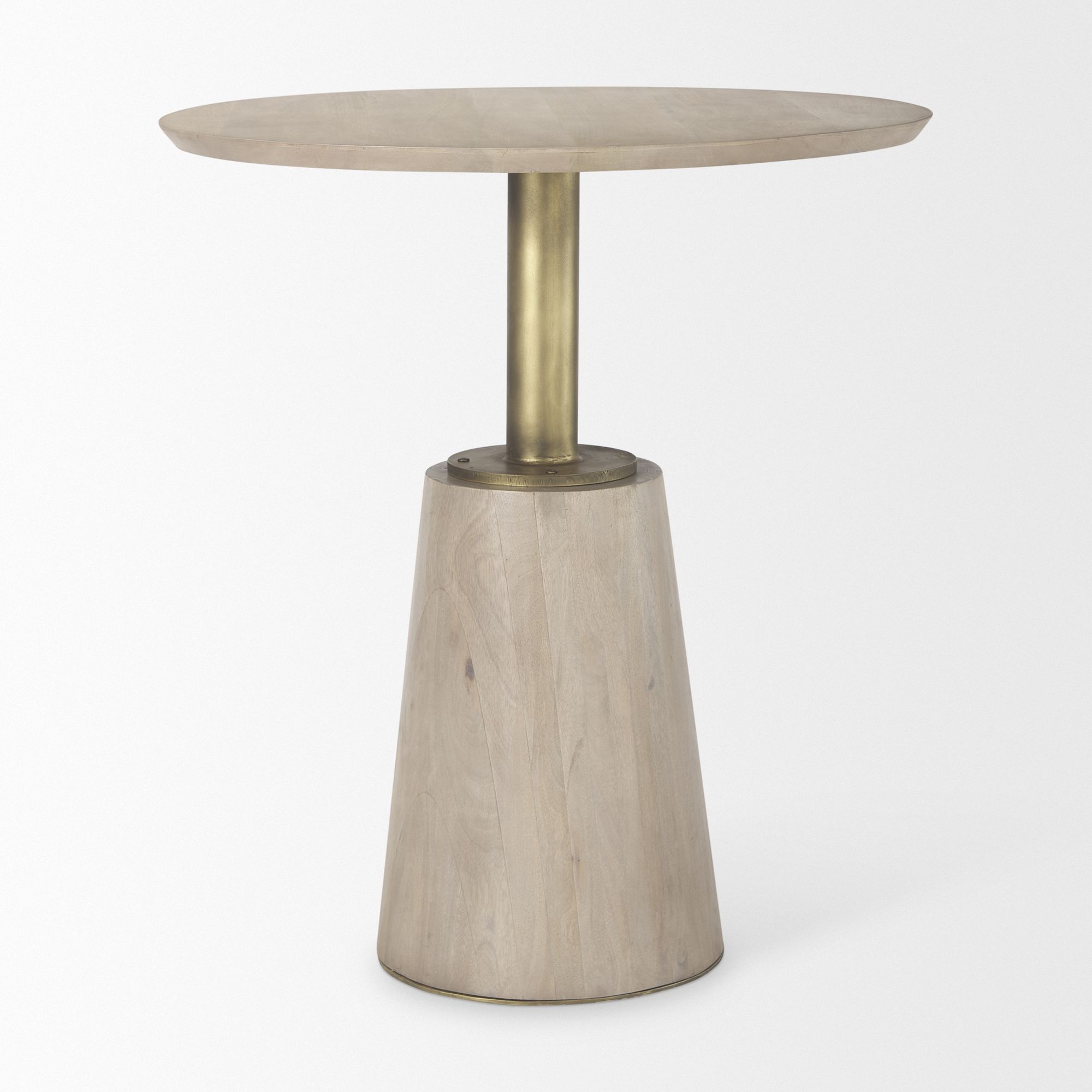 Mercana 32" Round Accent Pedestal Bistro Table - Light Brown, Wood/Metal