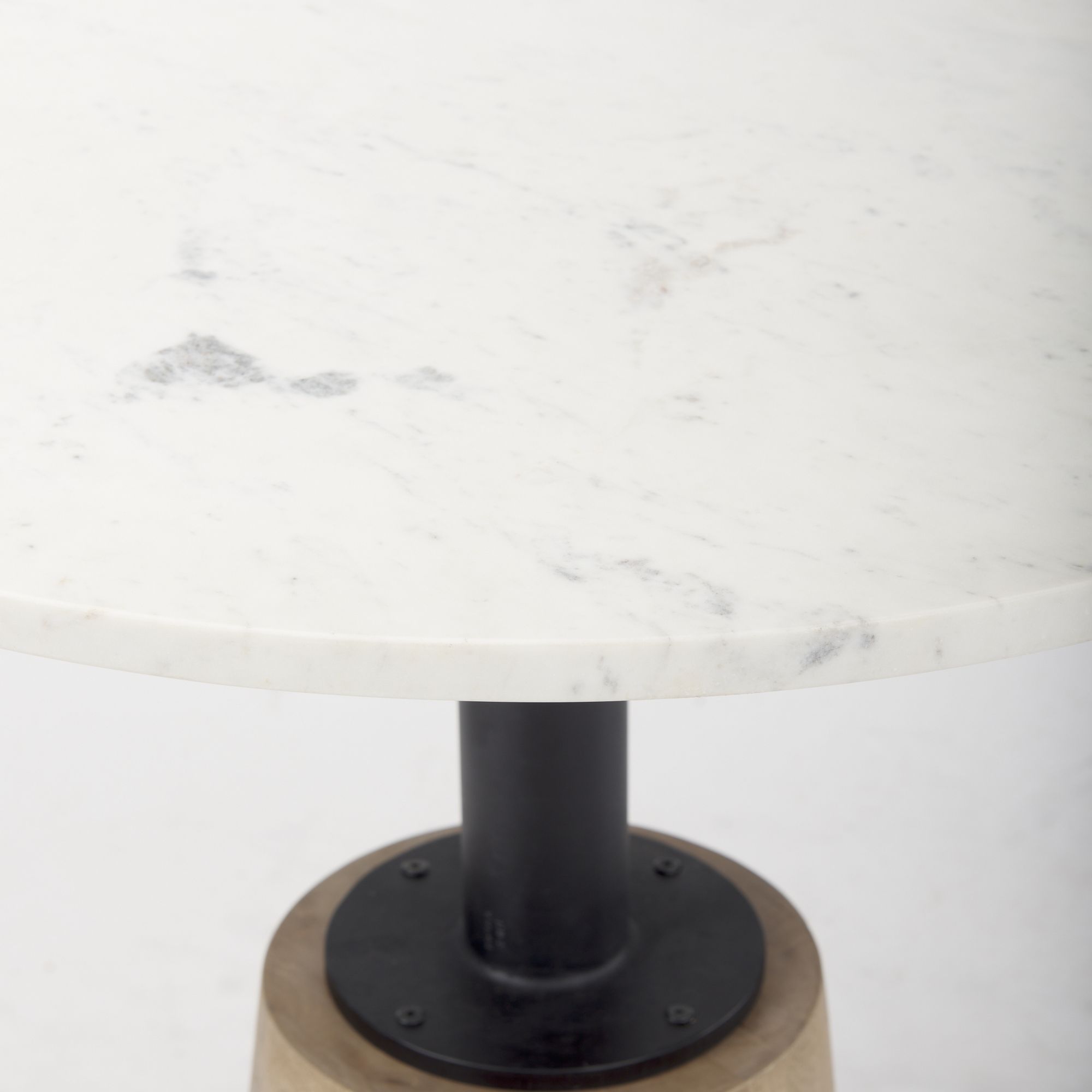 Mercana 32" Round Accent Pedestal Bistro Table - White, Marble/Metal