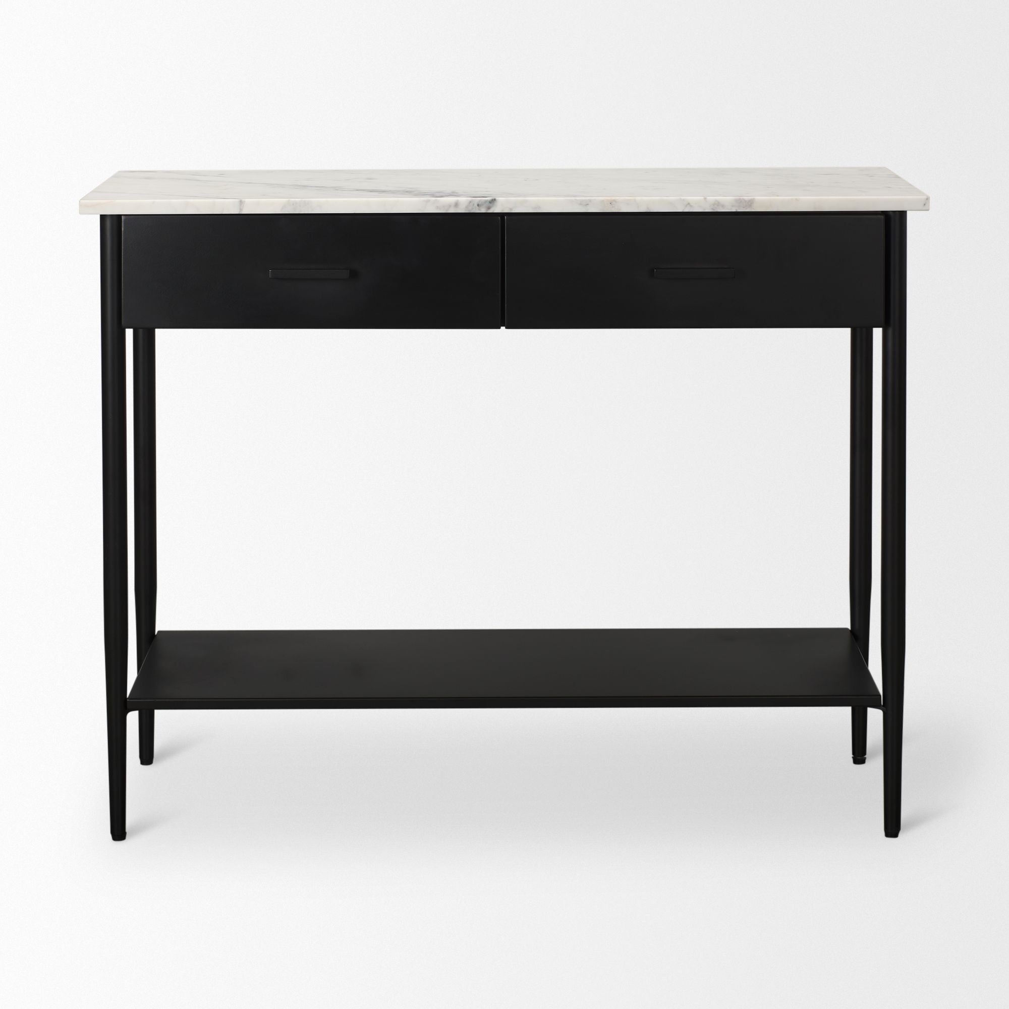 Mercana - Amika Console Table with White Marble Top/Black Metal Base