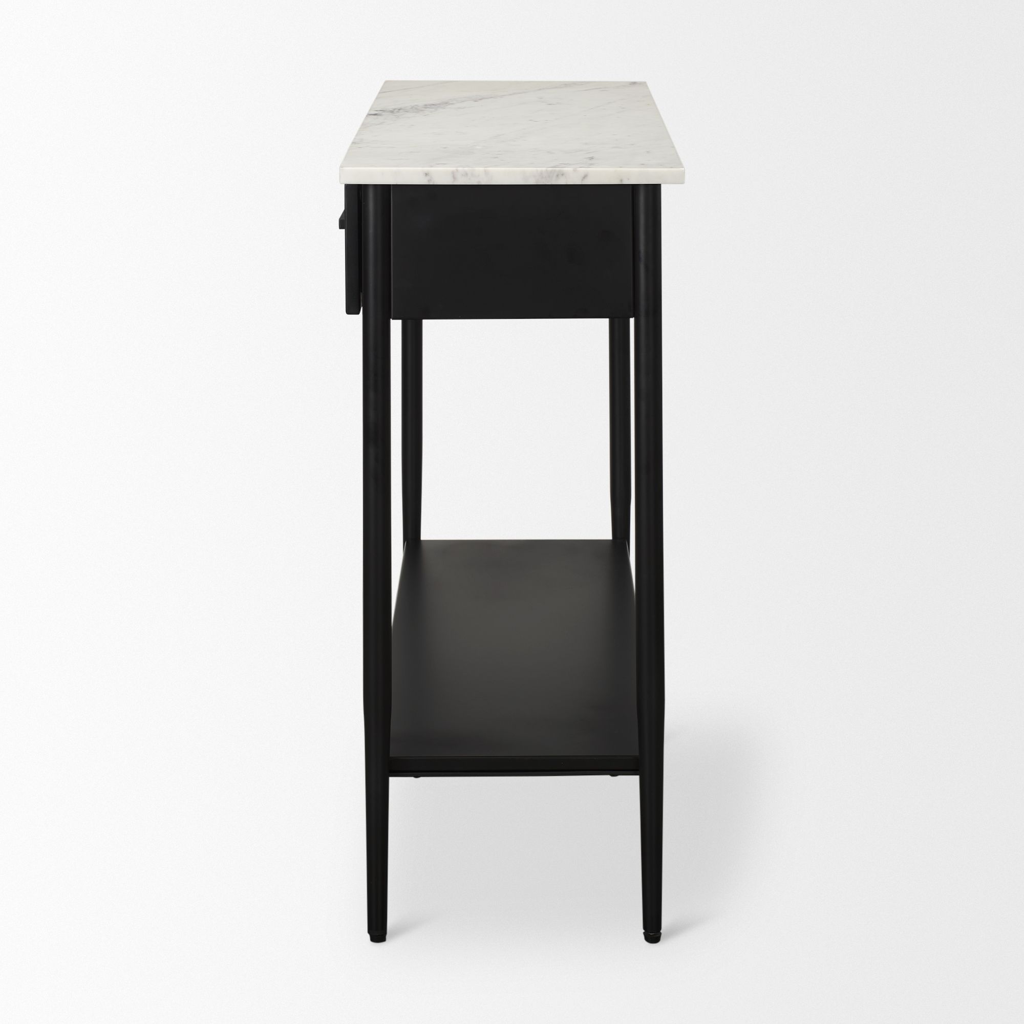 Mercana - Amika Console Table with White Marble Top/Black Metal Base