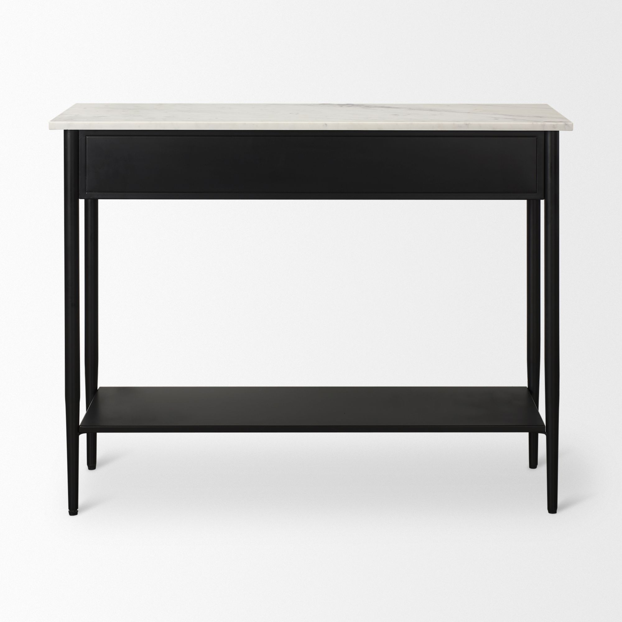 Mercana - Amika Console Table with White Marble Top/Black Metal Base