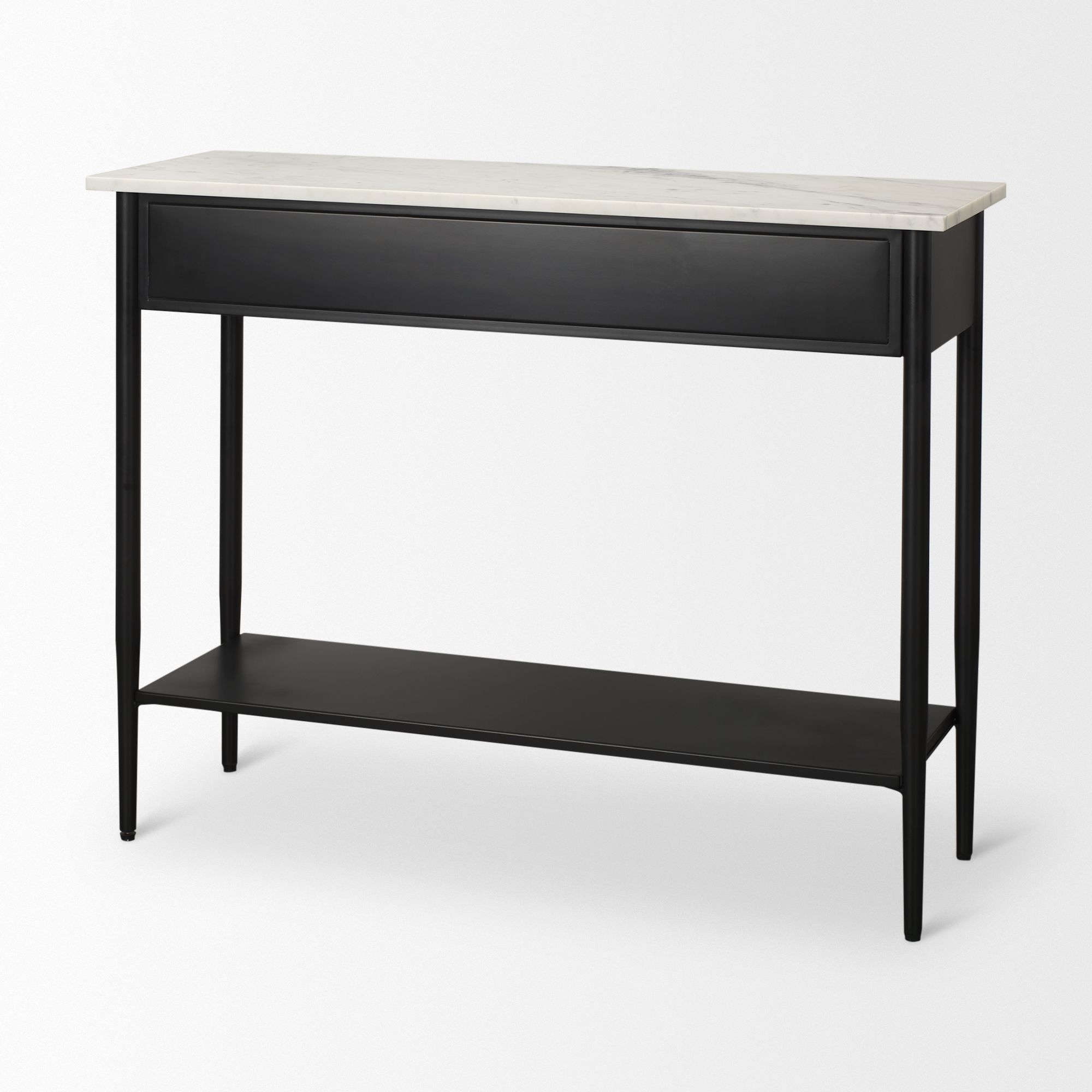 Mercana - Amika Console Table with White Marble Top/Black Metal Base