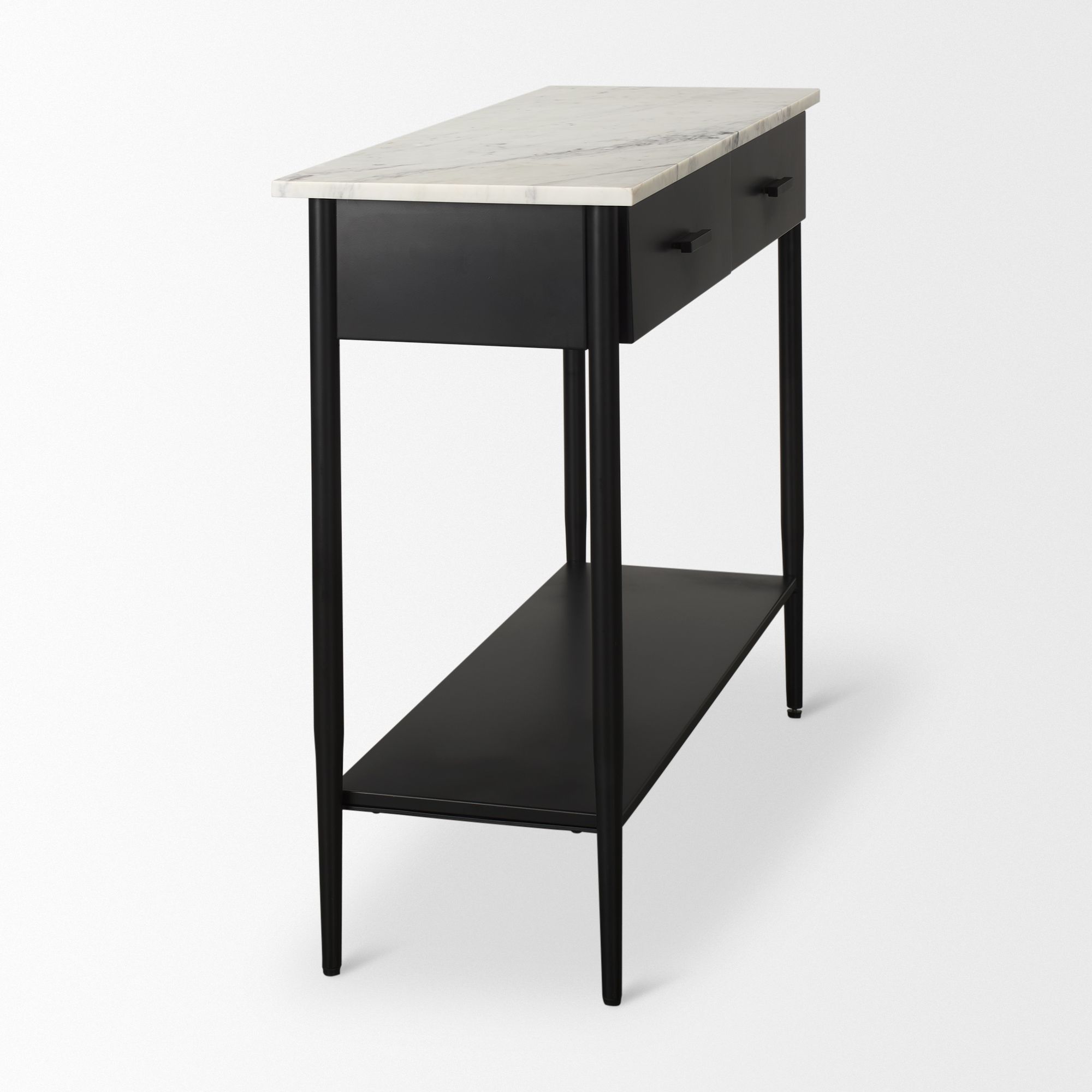 Mercana - Amika Console Table with White Marble Top/Black Metal Base