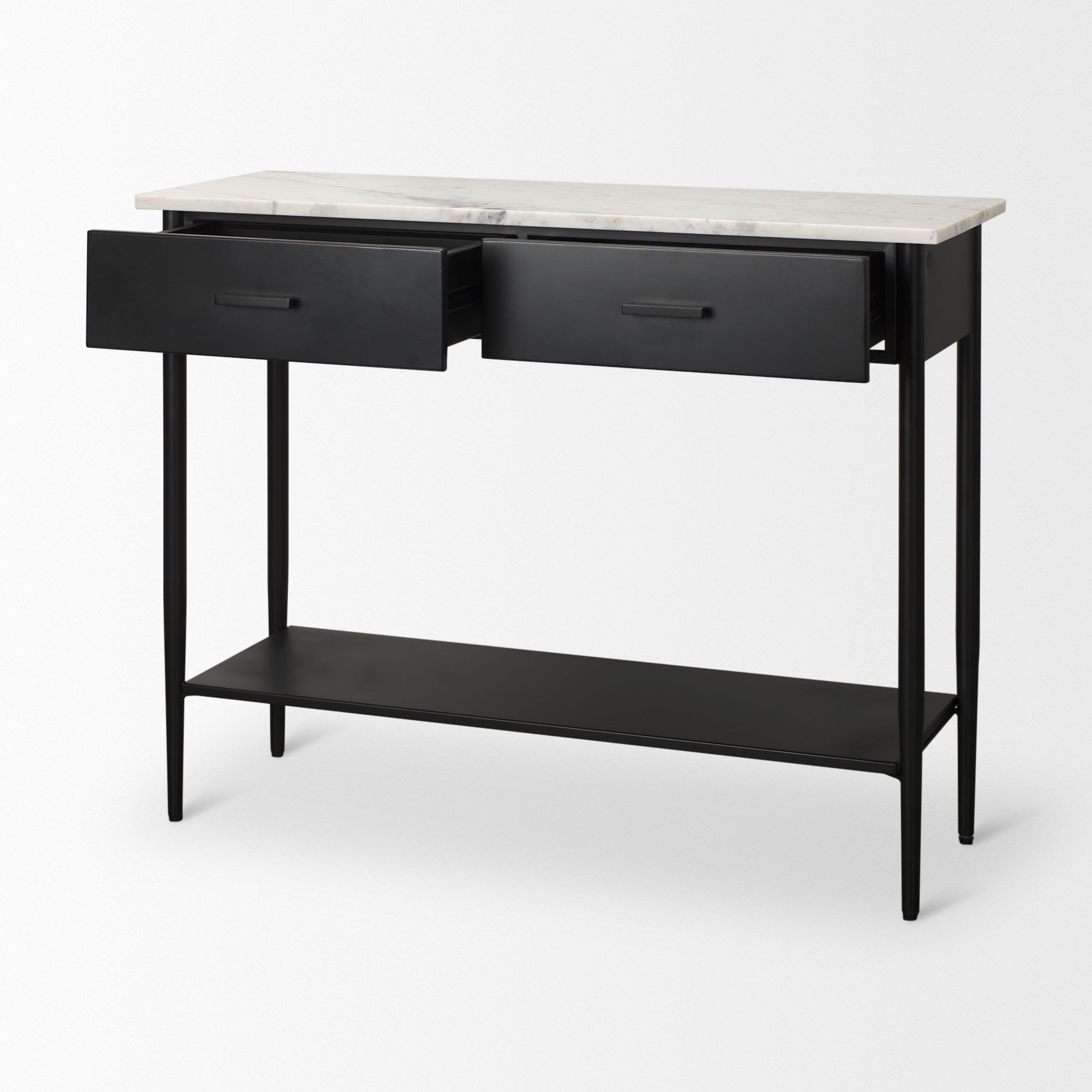 Mercana - Amika Console Table with White Marble Top/Black Metal Base