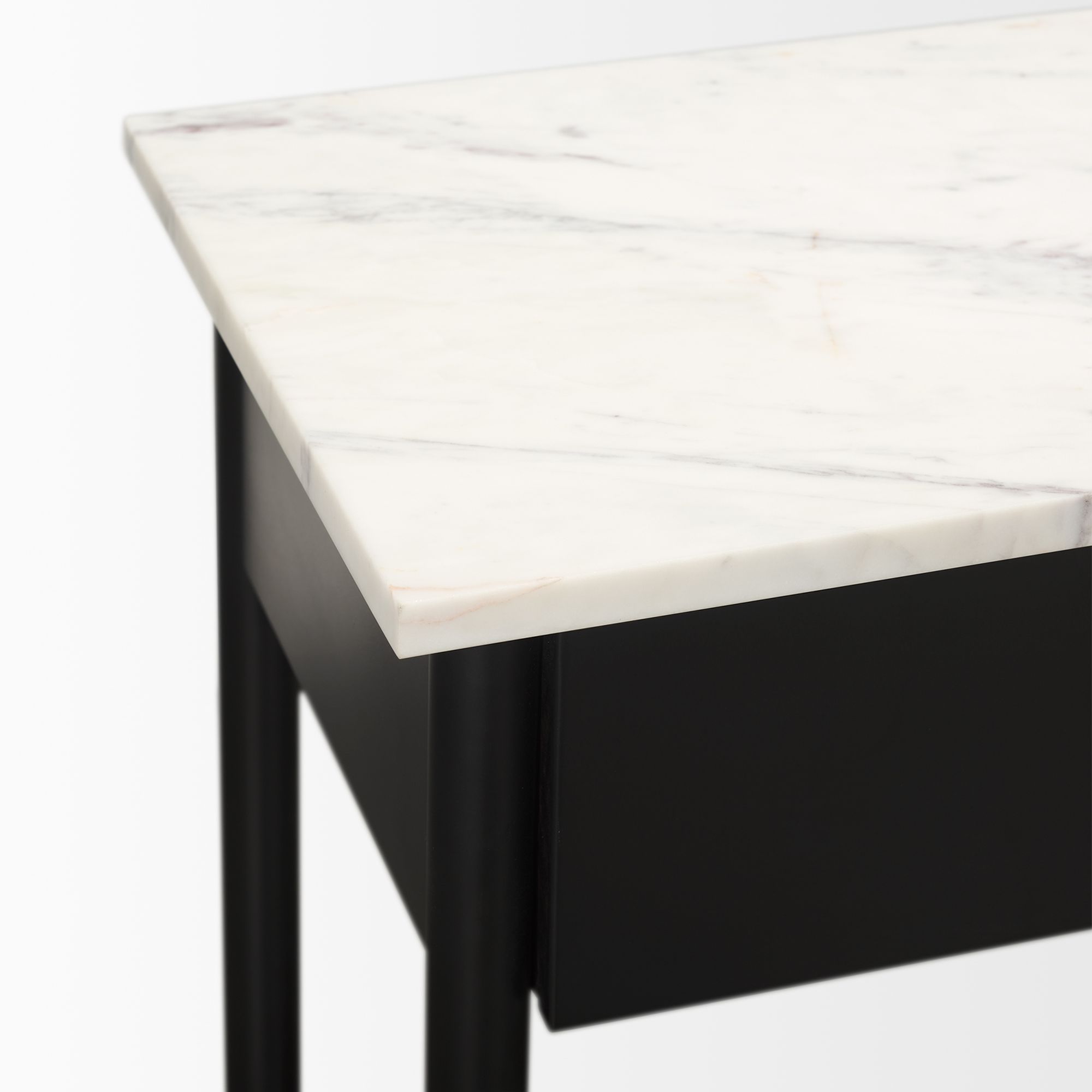 Mercana - Amika Console Table with White Marble Top/Black Metal Base