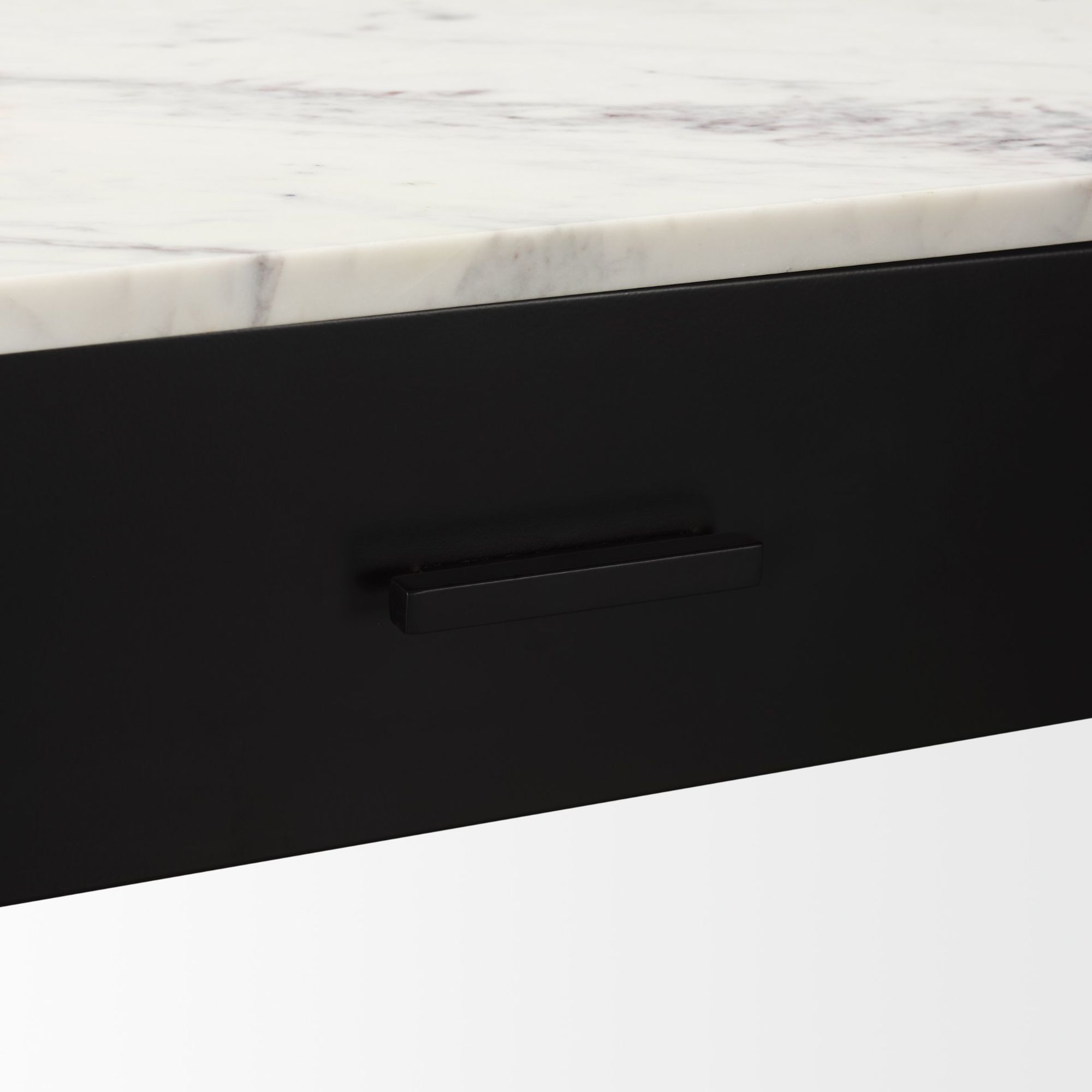 Mercana - Amika Console Table with White Marble Top/Black Metal Base