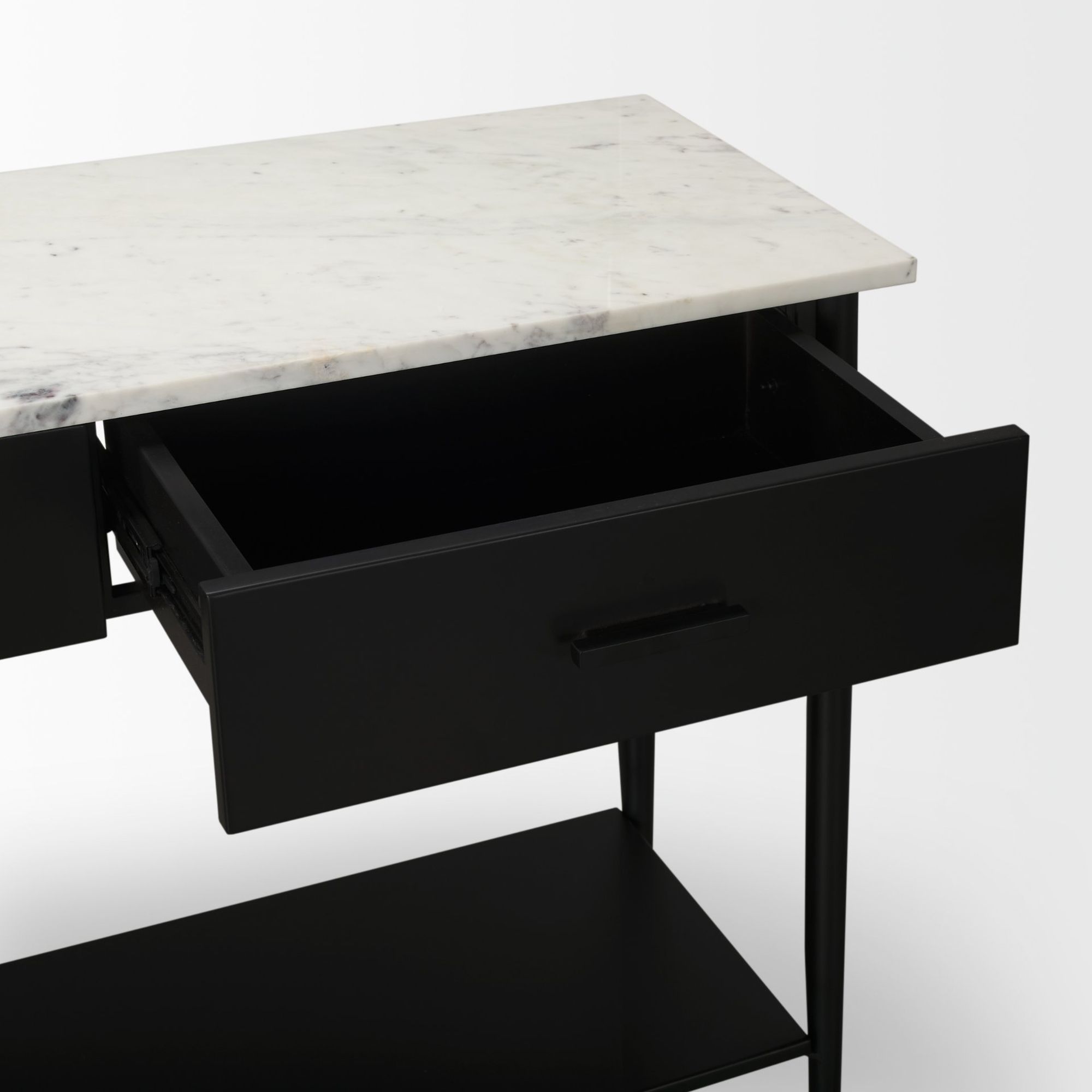 Mercana - Amika Console Table with White Marble Top/Black Metal Base