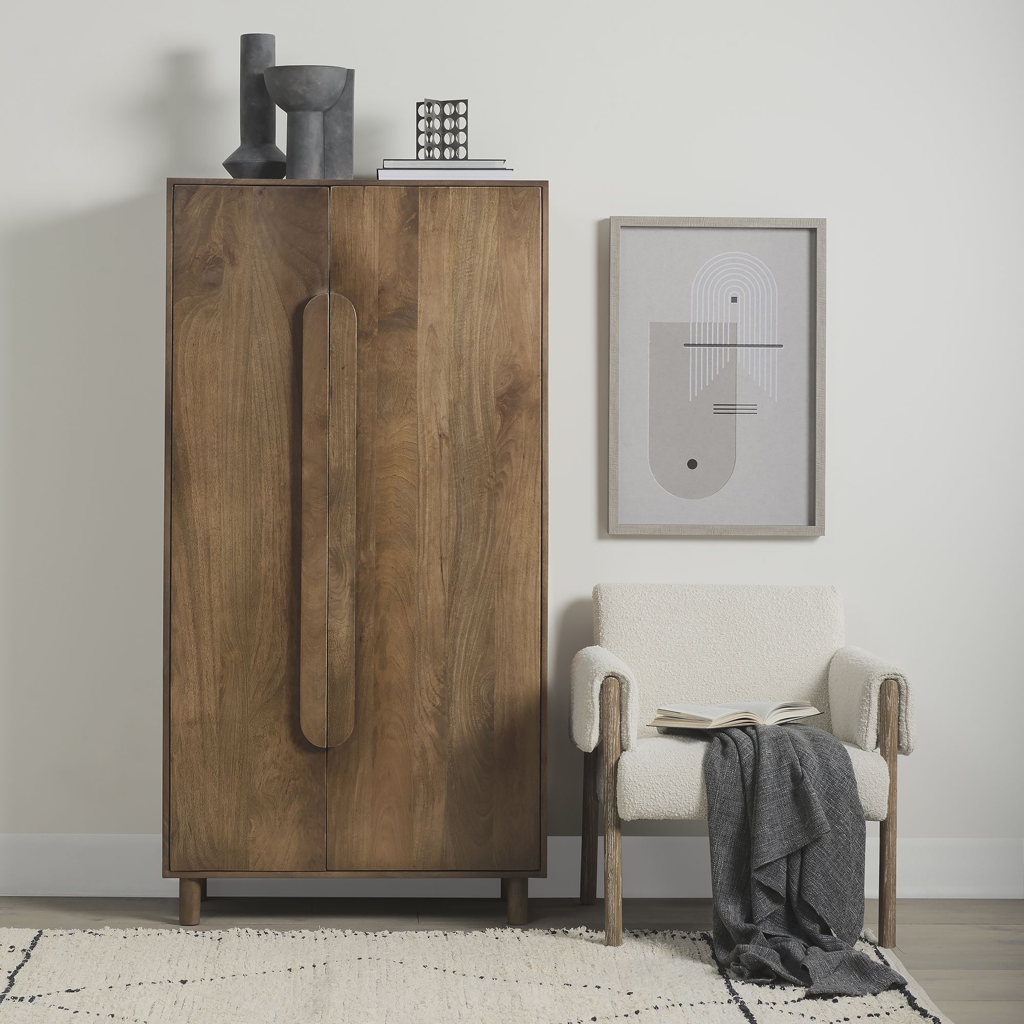 Mercana - Astrid Medium Brown Solid Wood Armoire