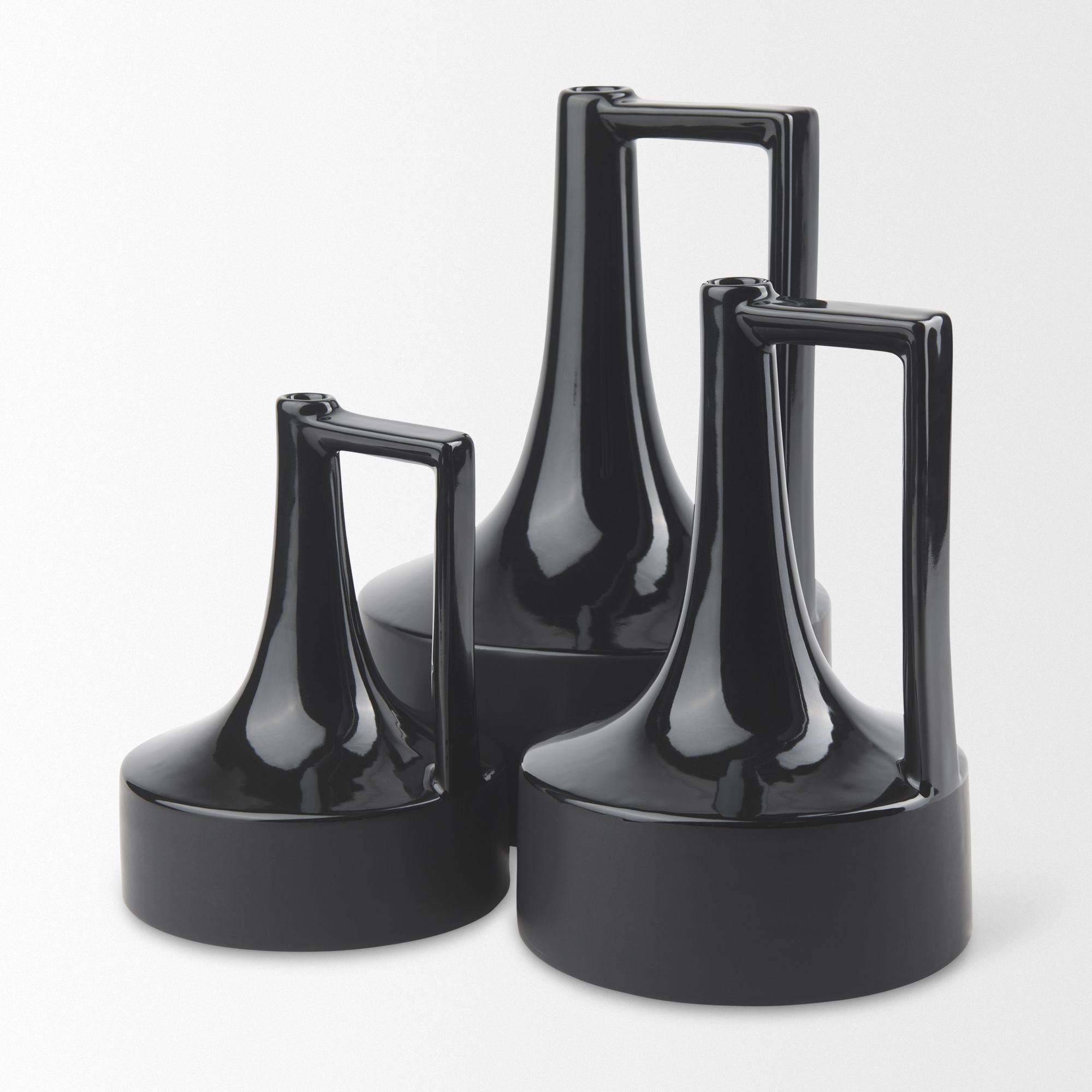 Mercana Burton Small Ceramic Jug Vase - Glossy Black