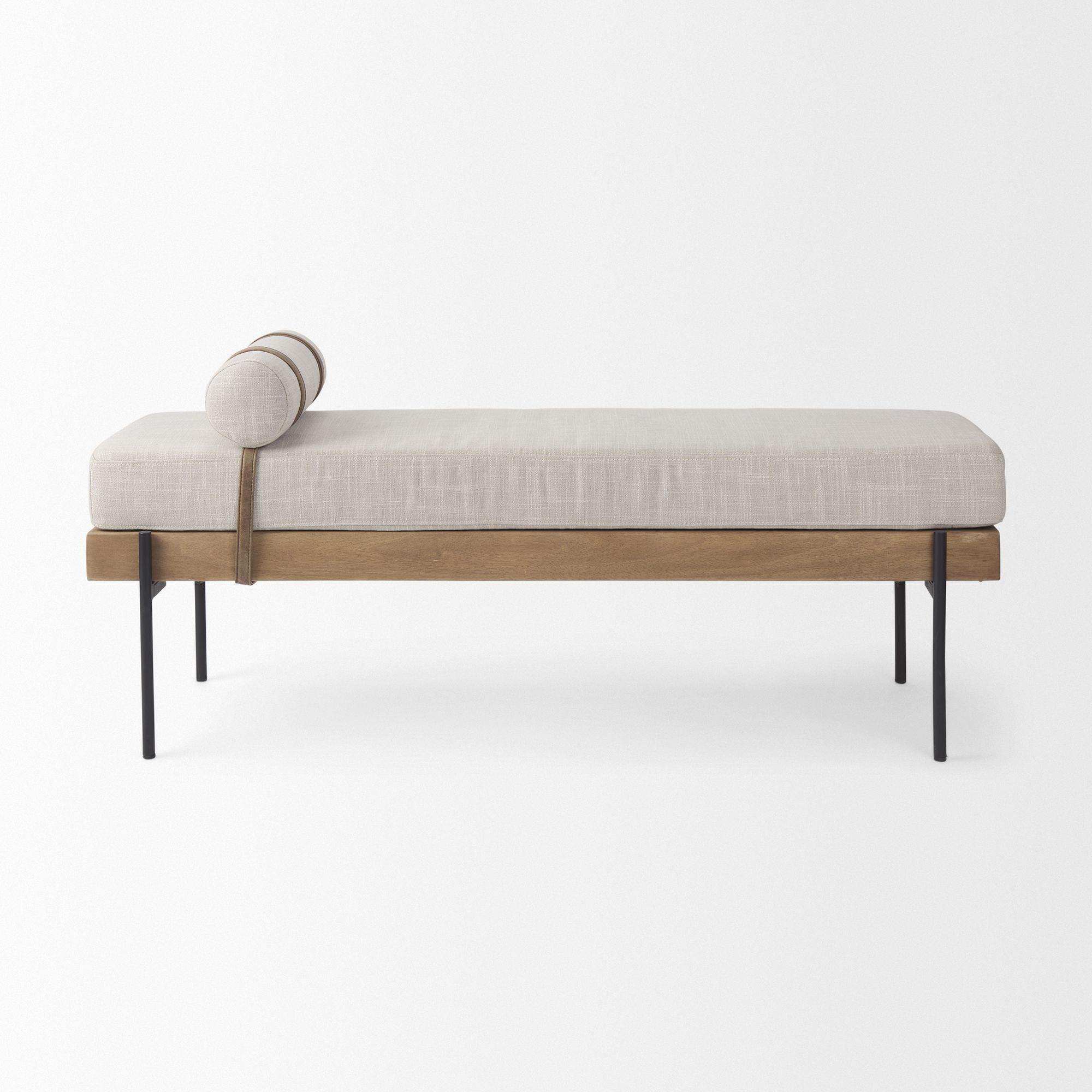 Mercana - Colburne Bench with Brown Wood in Cream