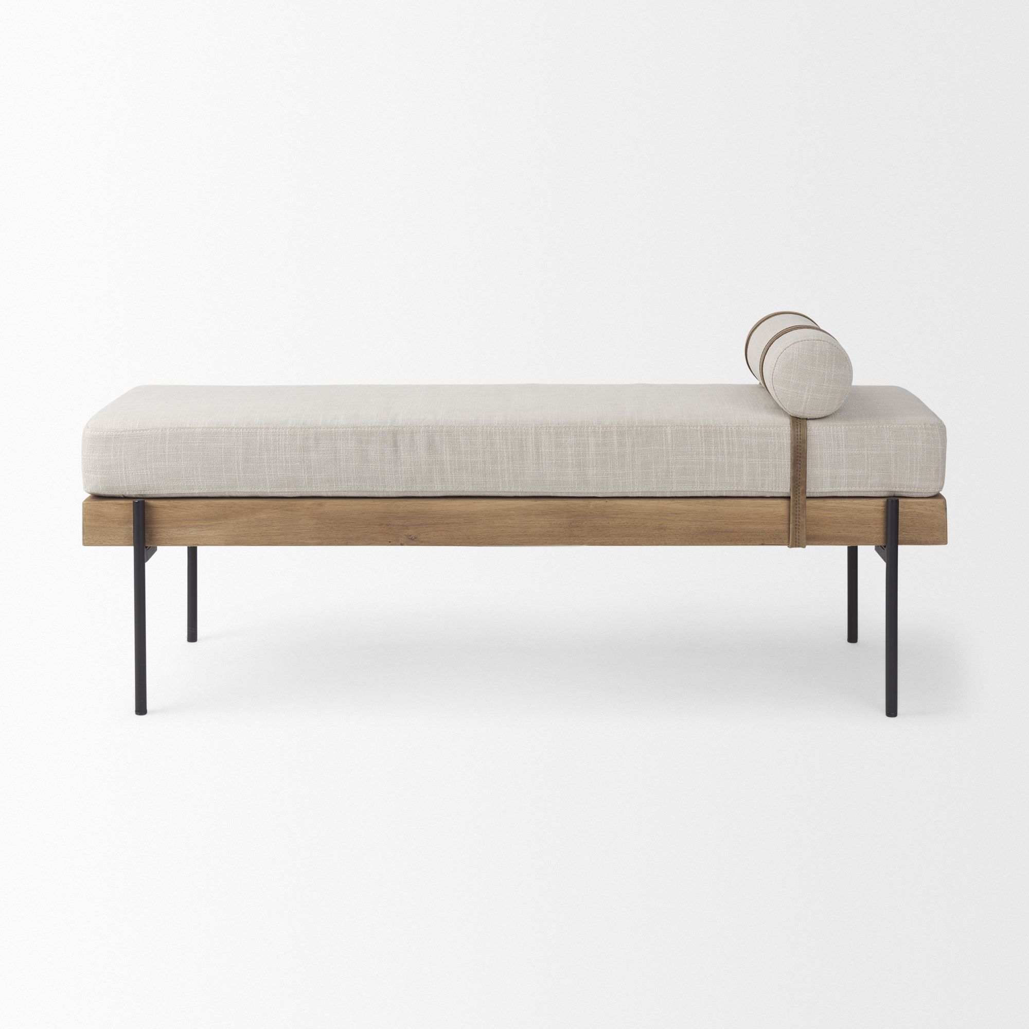 Mercana - Colburne Bench with Brown Wood in Cream