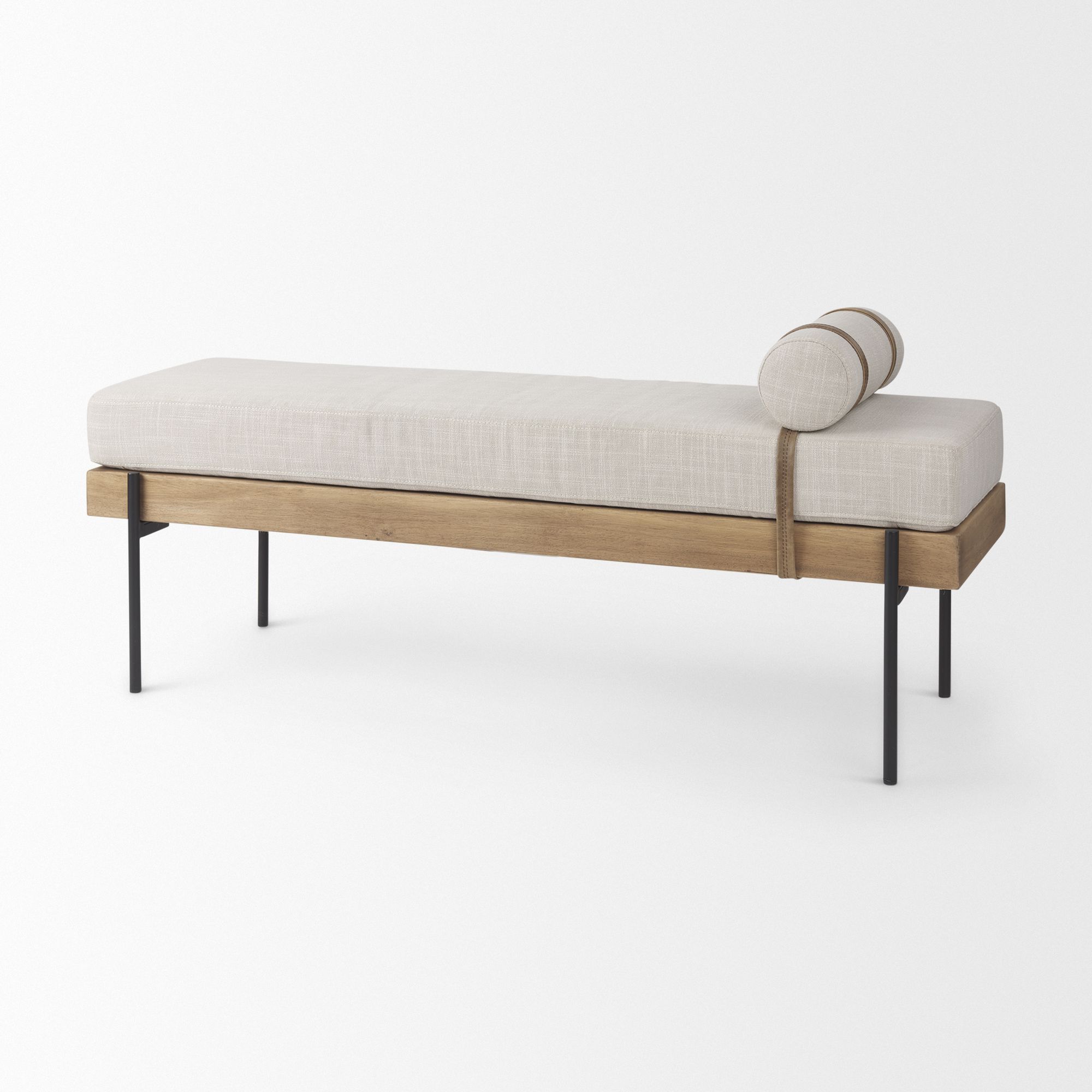 Mercana - Colburne Bench with Brown Wood in Cream