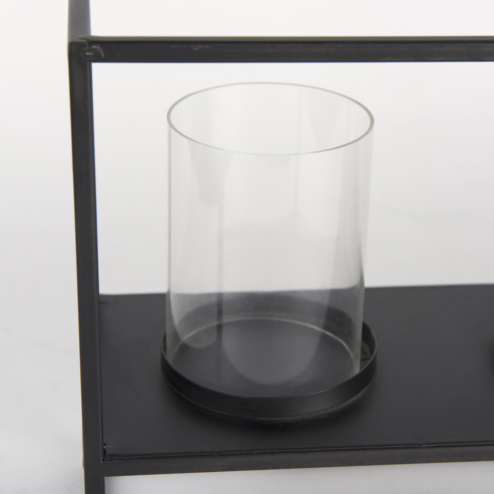 Mercana Cindy 5 Candle Matte Black Metal Hurricane Glass Tabletop Candle Holder