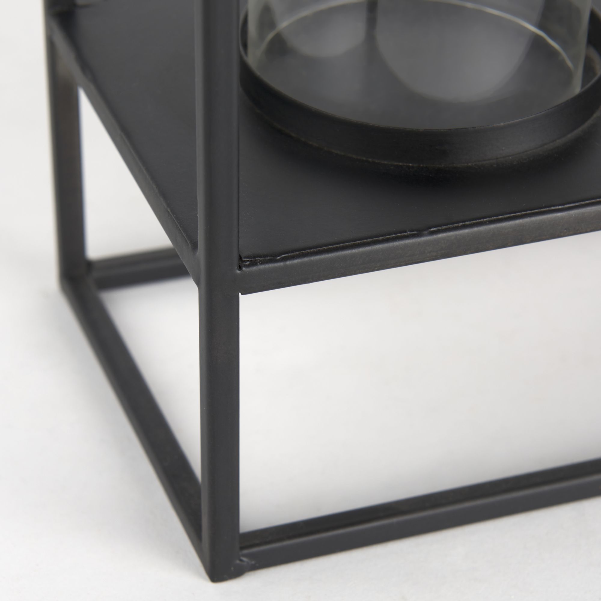 Mercana Cindy 5 Candle Matte Black Metal Hurricane Glass Tabletop Candle Holder