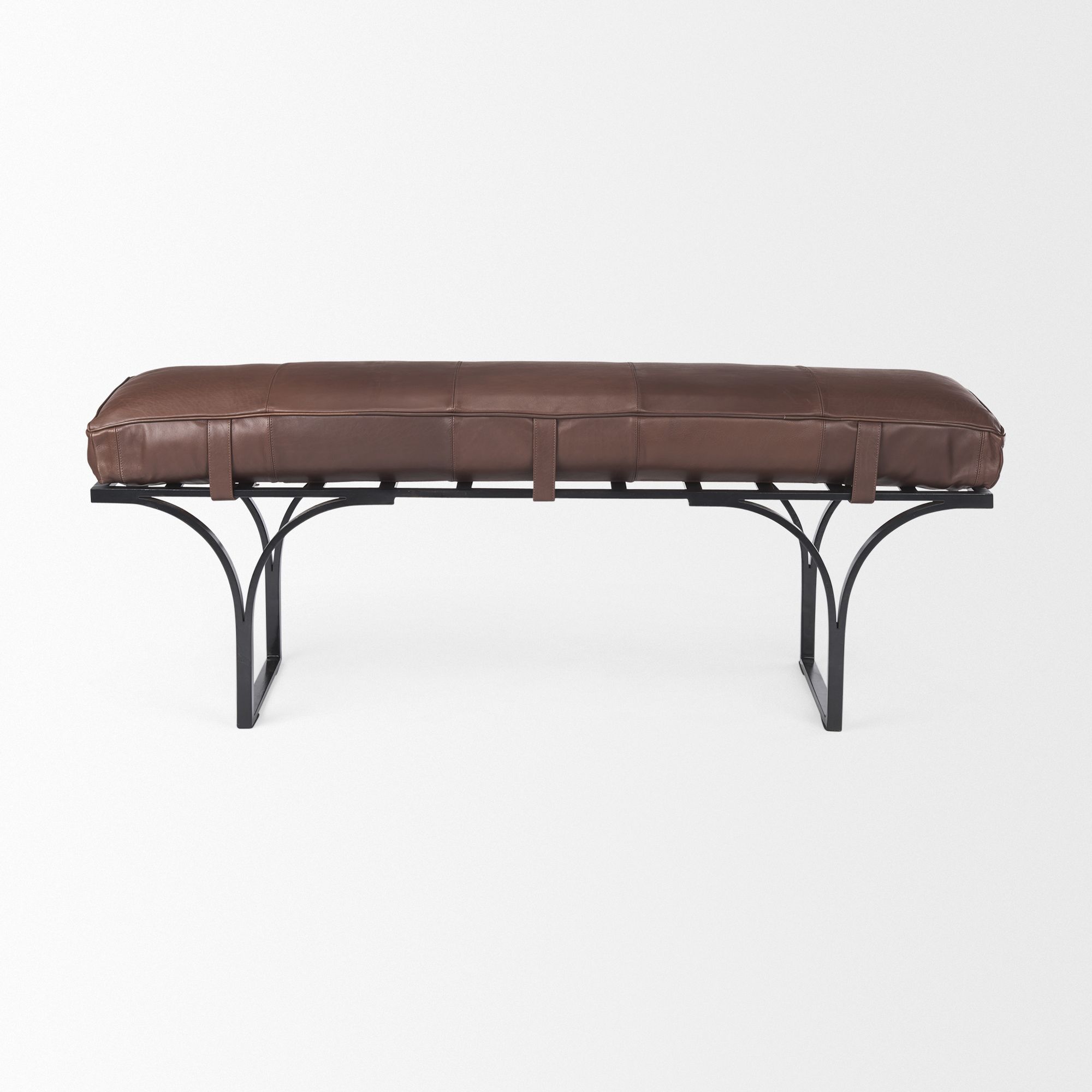 Mercana Jessie Bench with Black Metal Base - Dark Brown