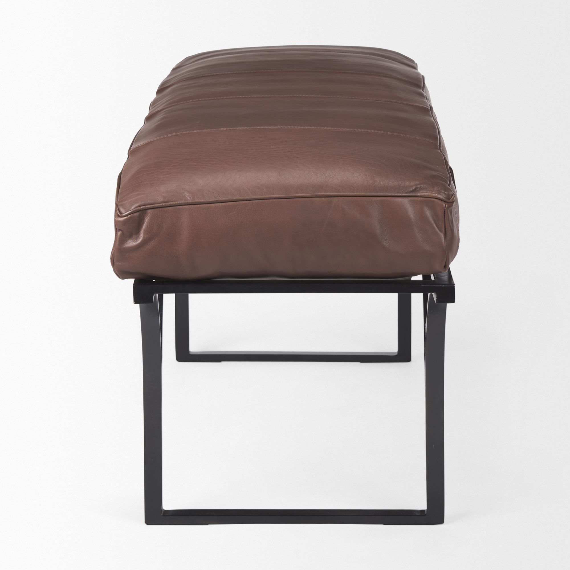 Mercana Jessie Bench with Black Metal Base - Dark Brown