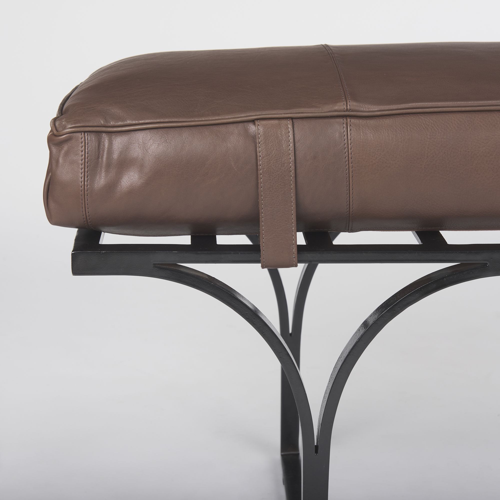 Mercana Jessie Bench with Black Metal Base - Dark Brown