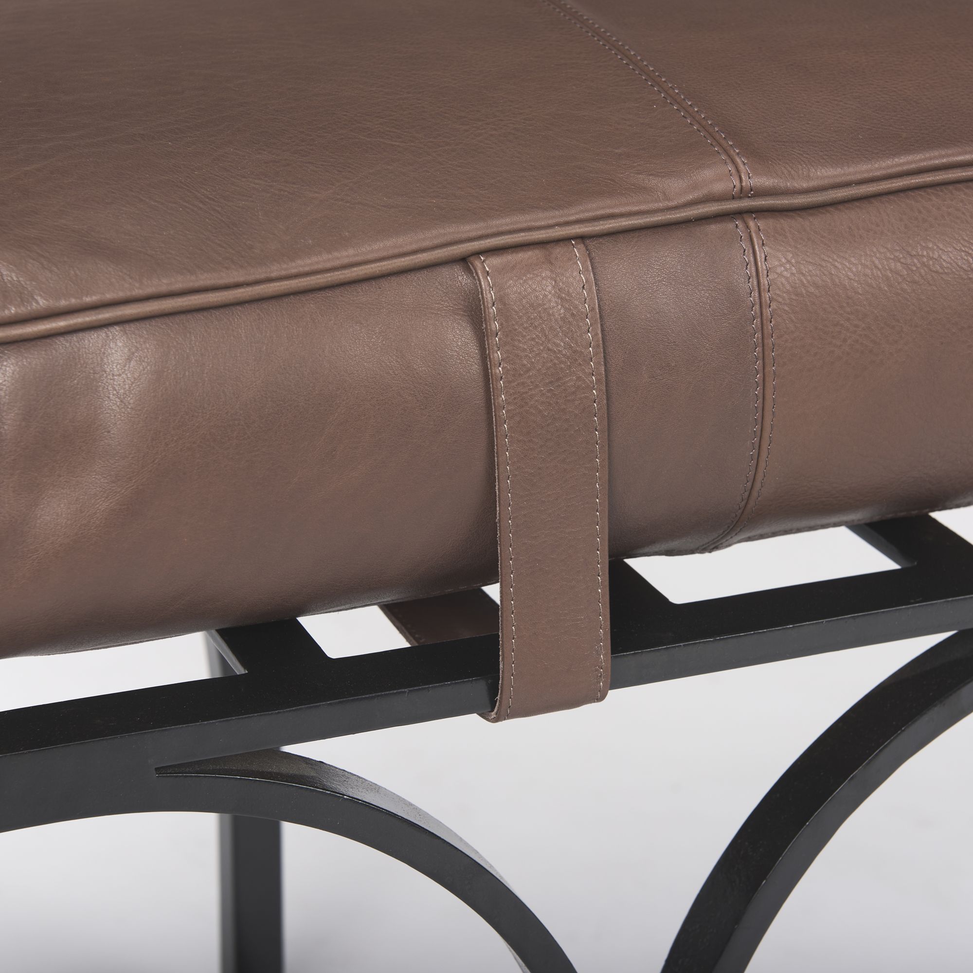 Mercana Jessie Bench with Black Metal Base - Dark Brown