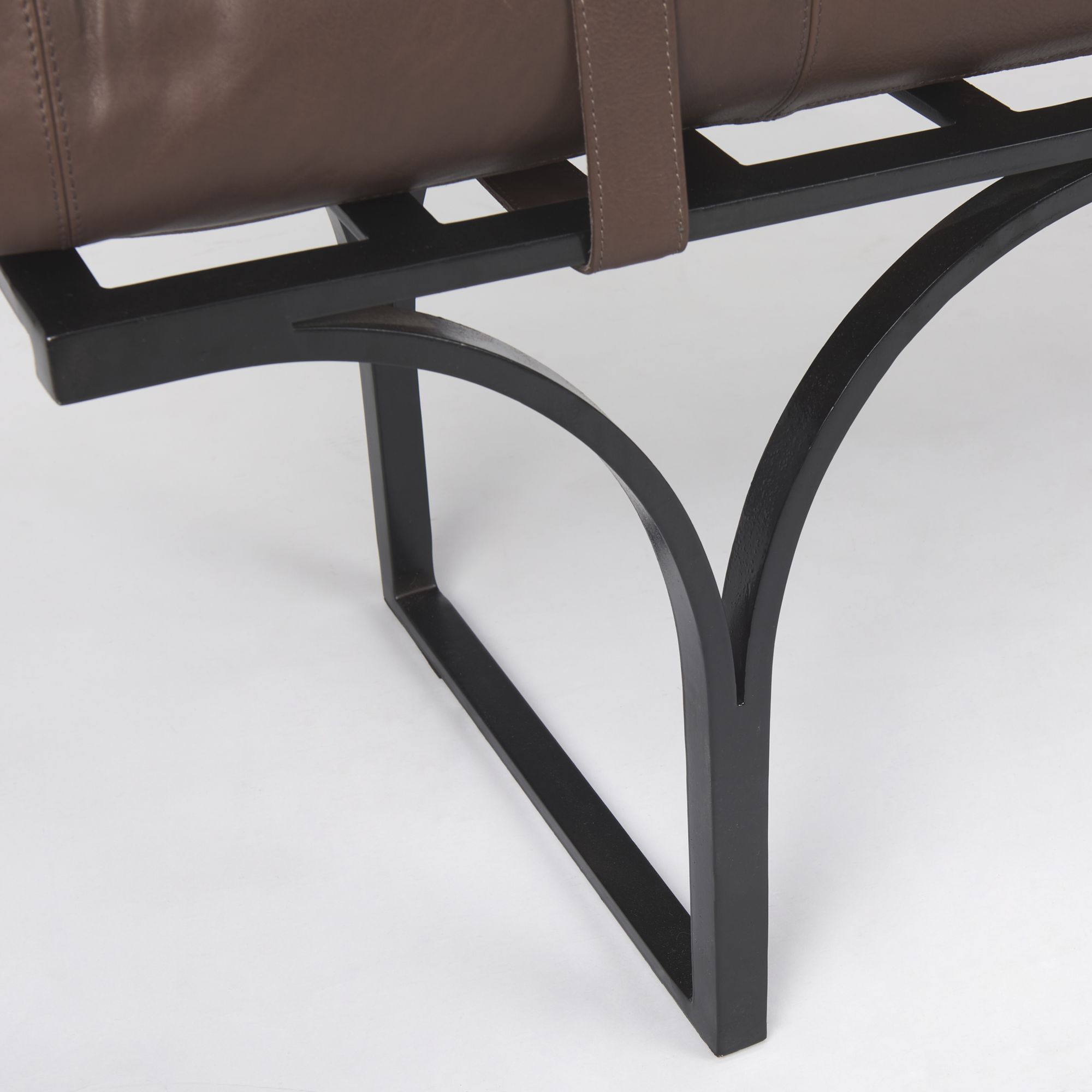 Mercana Jessie Bench with Black Metal Base - Dark Brown