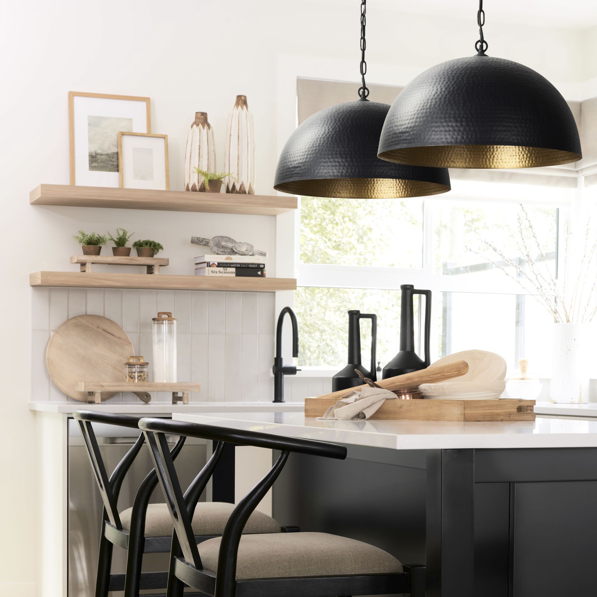 Mercana Karina 24" Round Pendant Light - Black, Metal