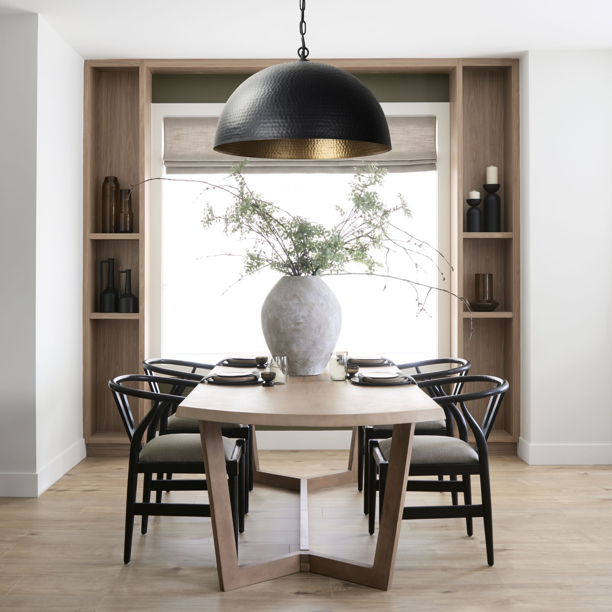 Mercana Karina 36" Round Pendant Light - Black, Metal