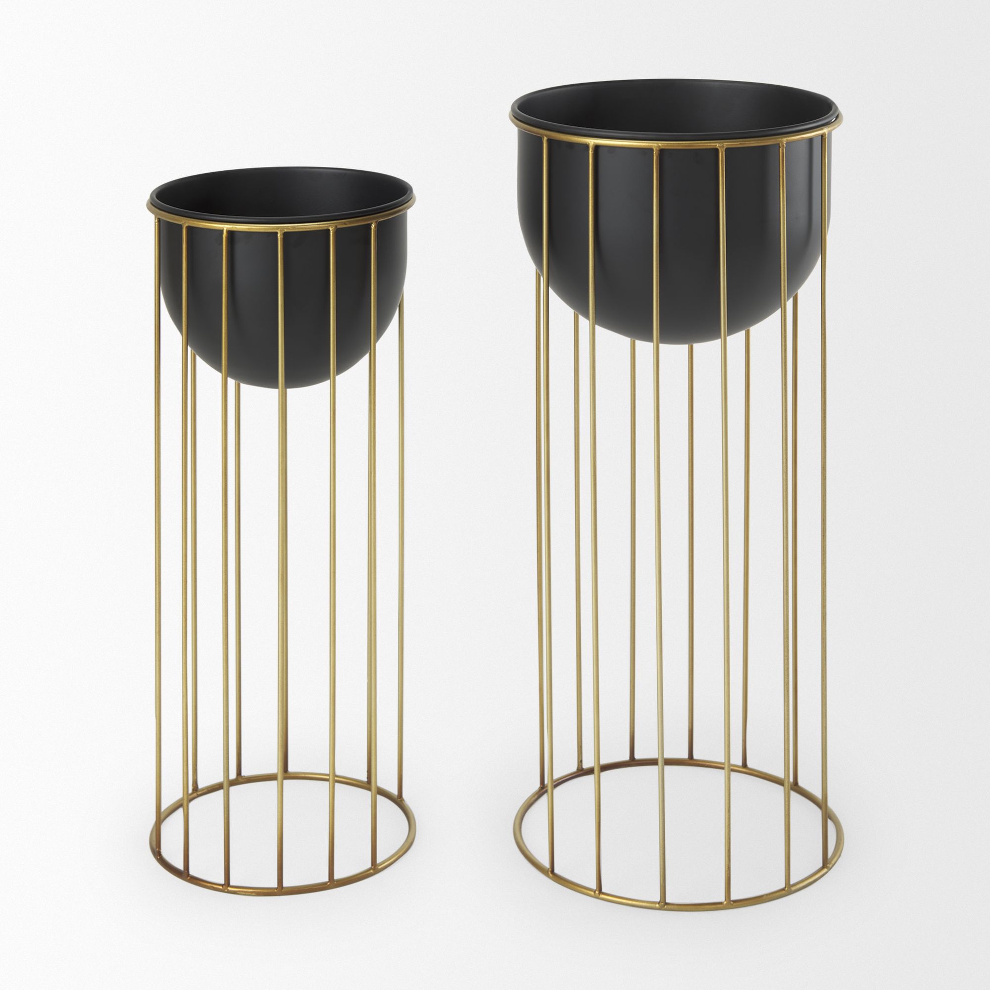 Mercana - Danica Matte Black Metal Plant Stands (Set of 2)