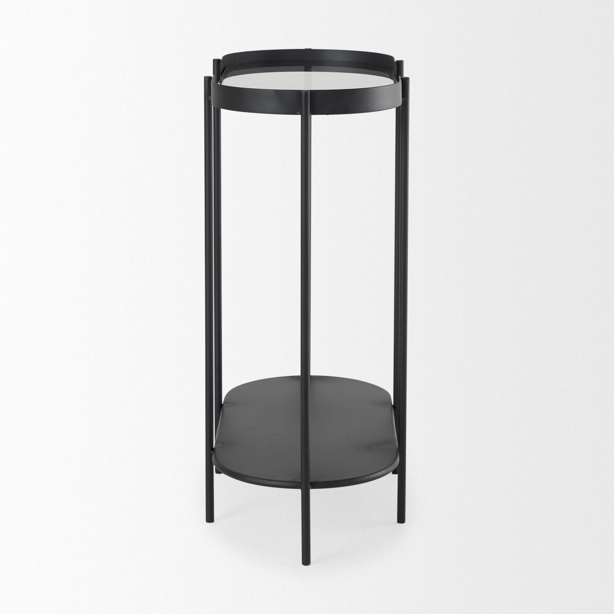 Mercana - Booker Black Metal with Tinted Glass Top Accent Table