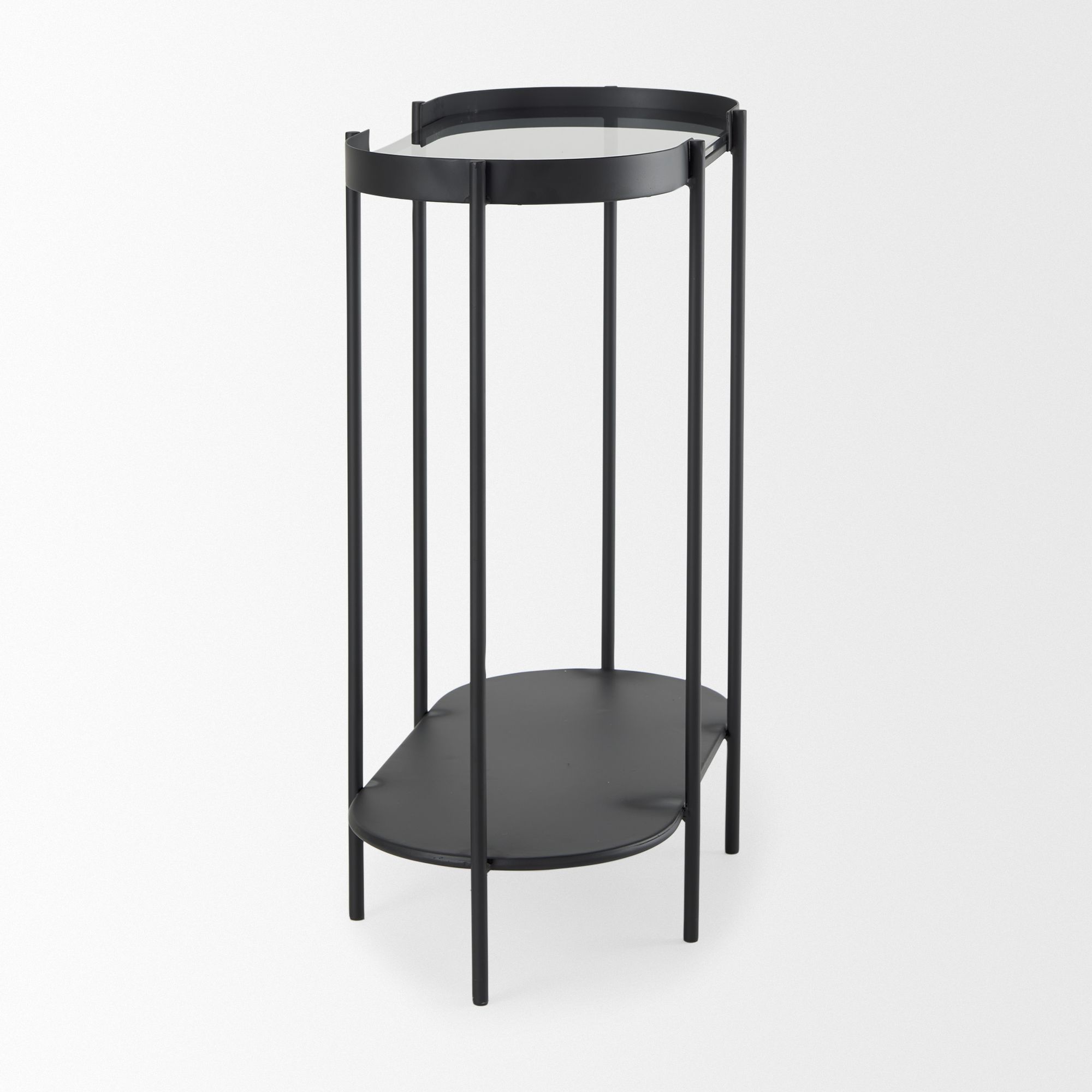 Mercana - Booker Black Metal with Tinted Glass Top Accent Table