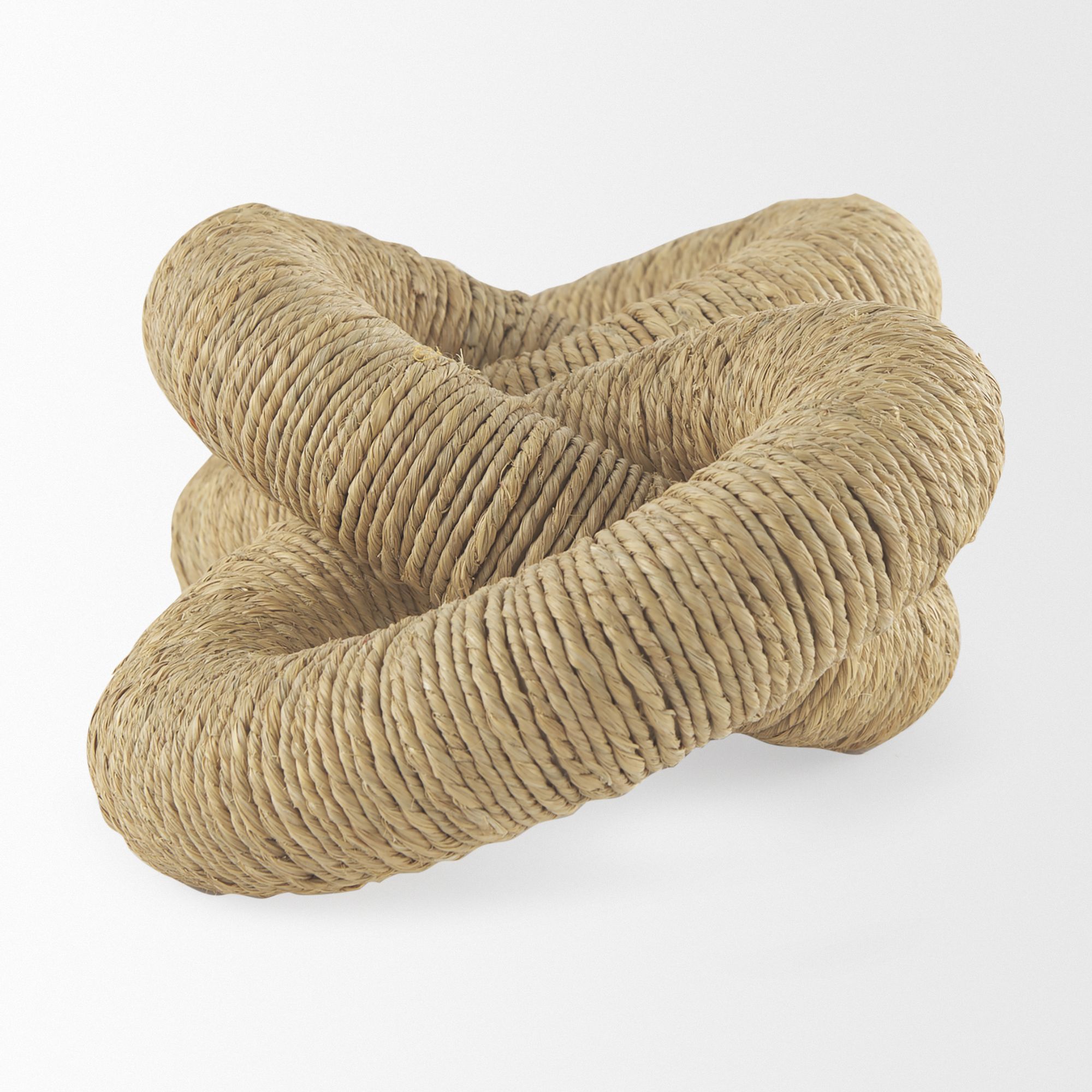 Mercana Alize Jute Wrapped Solid Wood Circular Chain Link Decorative Object - Light Brown