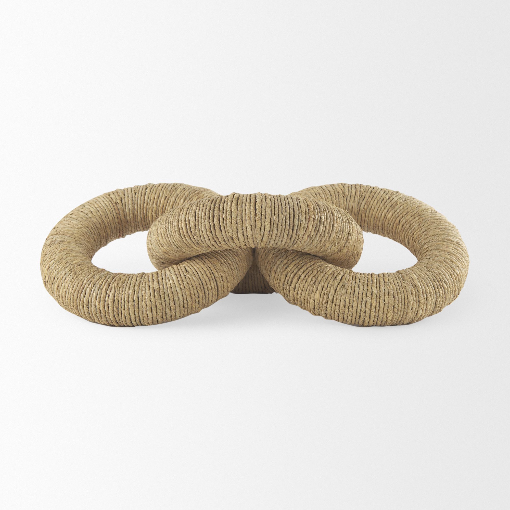 Mercana Alize Jute Wrapped Solid Wood Circular Chain Link Decorative Object - Light Brown