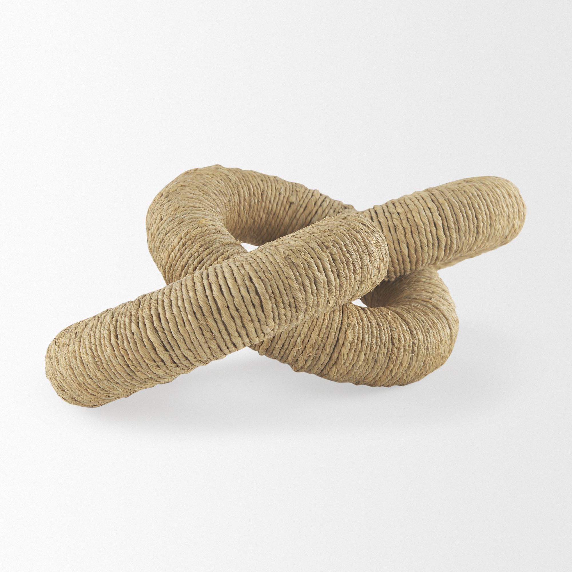 Mercana Alize Jute Wrapped Solid Wood Circular Chain Link Decorative Object - Light Brown