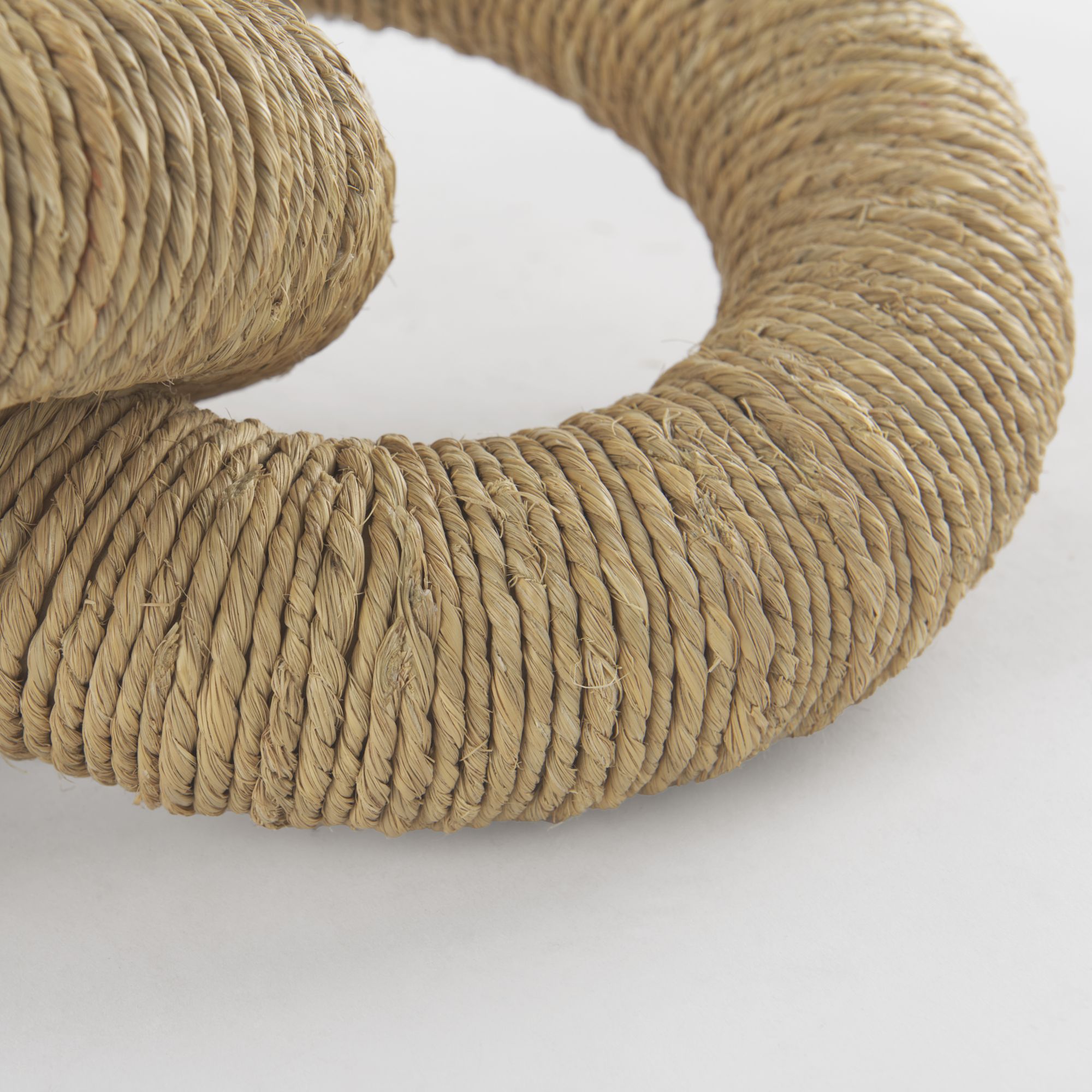 Mercana Alize Jute Wrapped Solid Wood Circular Chain Link Decorative Object - Light Brown