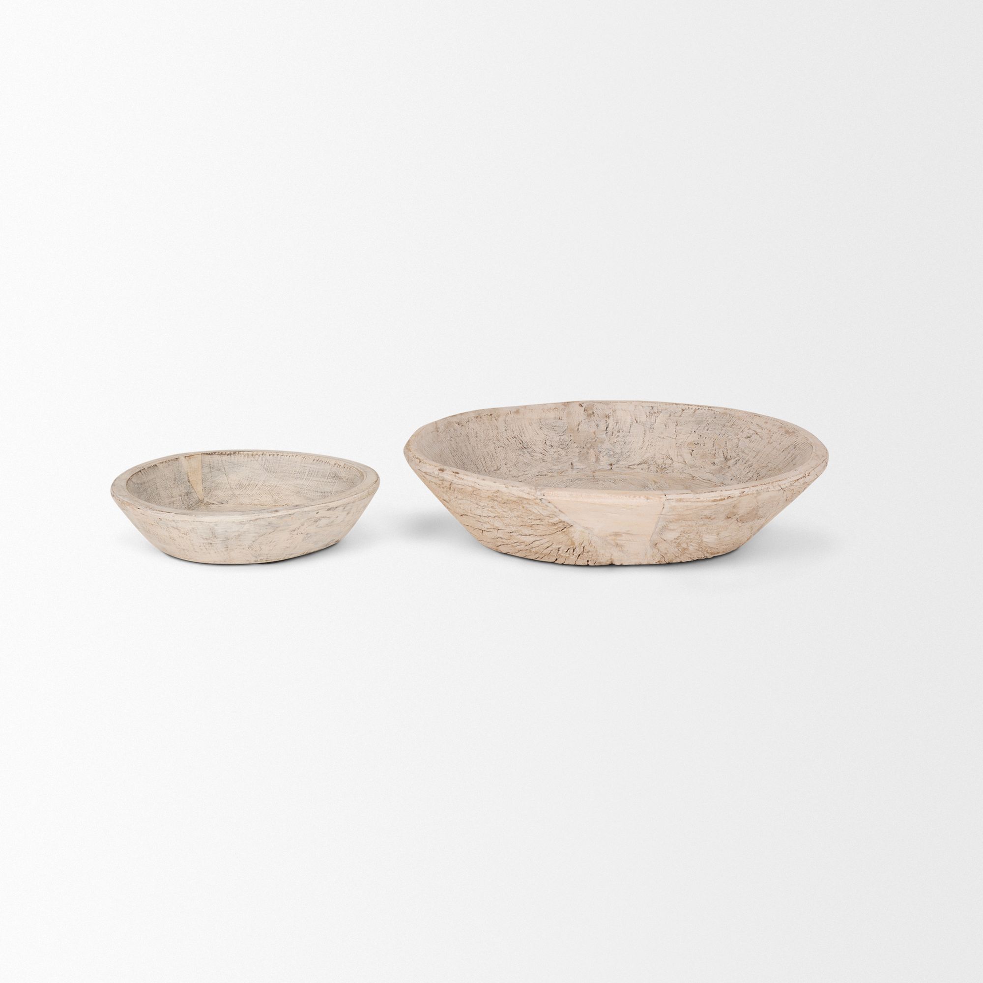 Mercana Nikita Light-Wash Reclaimed Wood Bowls (Set of 2) - Light-Wash