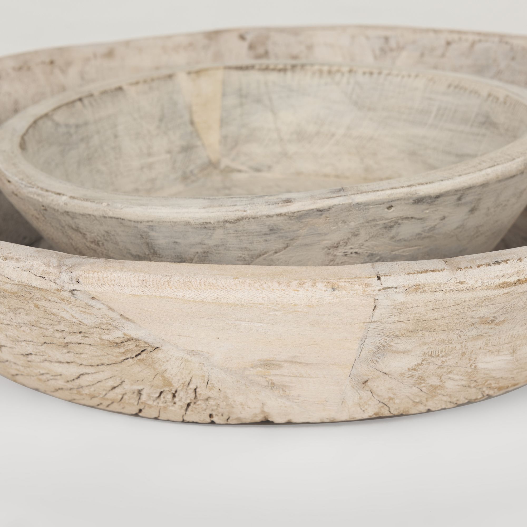 Mercana Nikita Light-Wash Reclaimed Wood Bowls (Set of 2) - Light-Wash