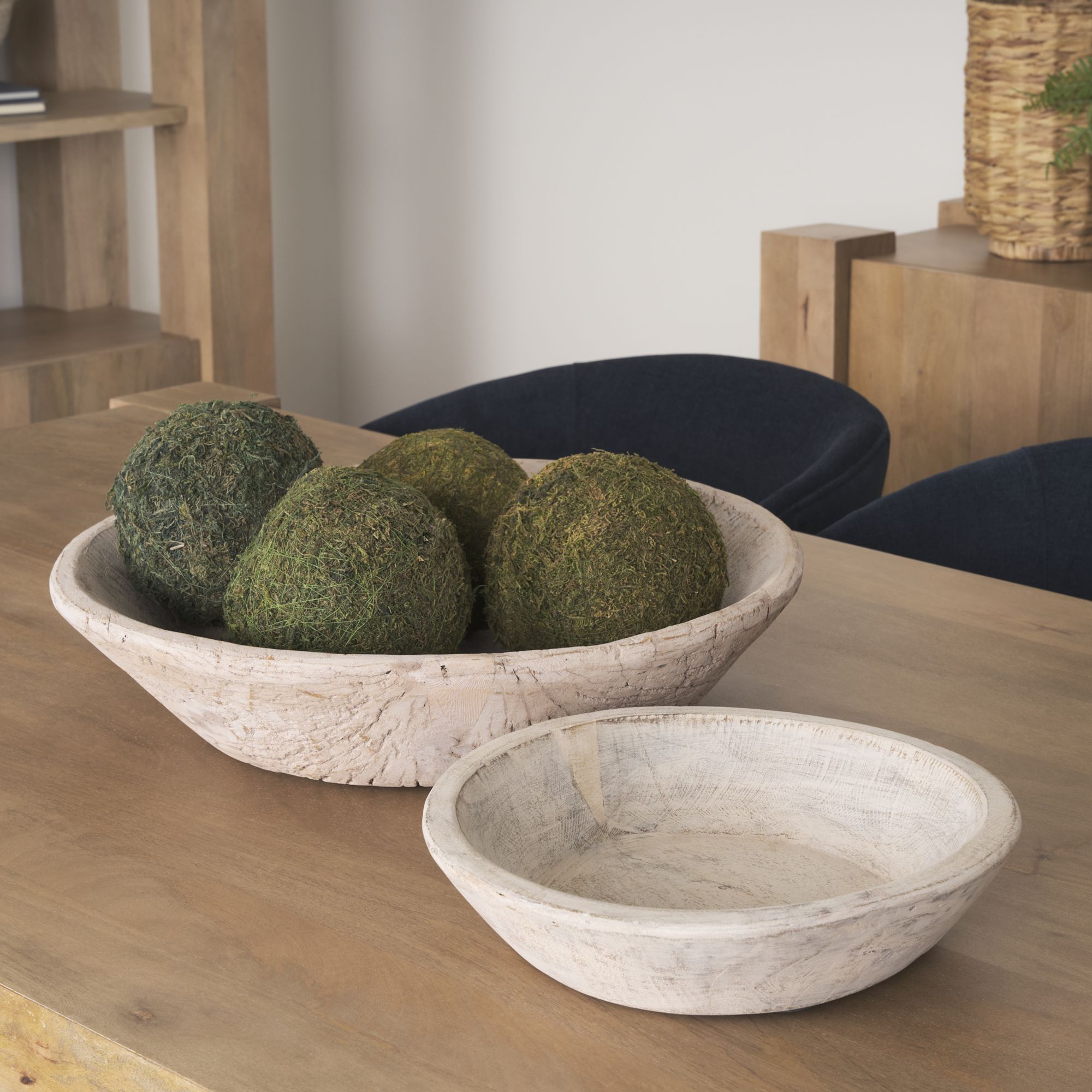 Mercana Nikita Light-Wash Reclaimed Wood Bowls (Set of 2) - Light-Wash