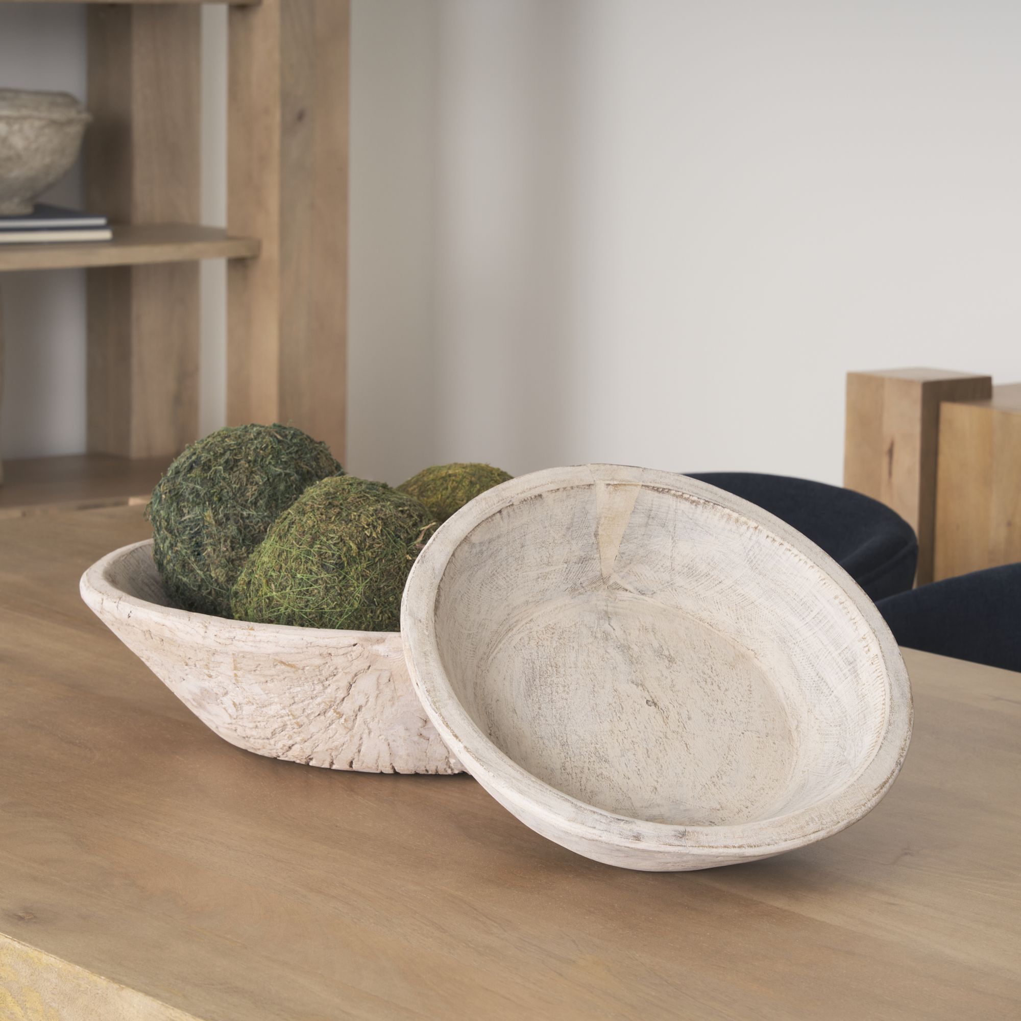 Mercana Nikita Light-Wash Reclaimed Wood Bowls (Set of 2) - Light-Wash