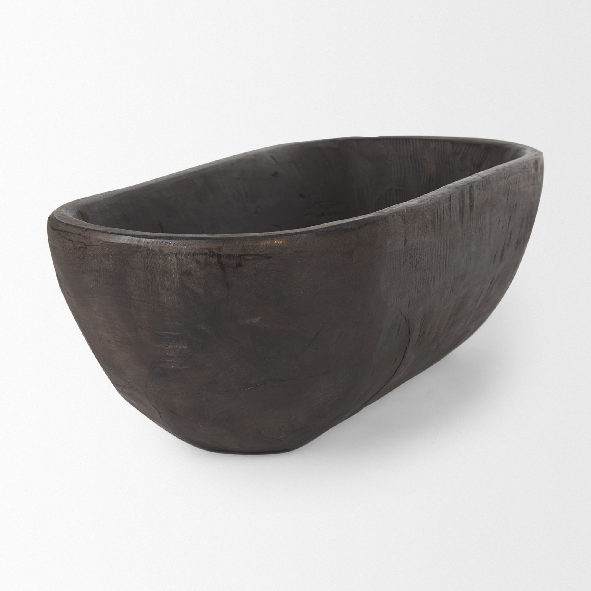 Mercana Athena Oblong Reclaimed Wood Bowl - Black/Brown