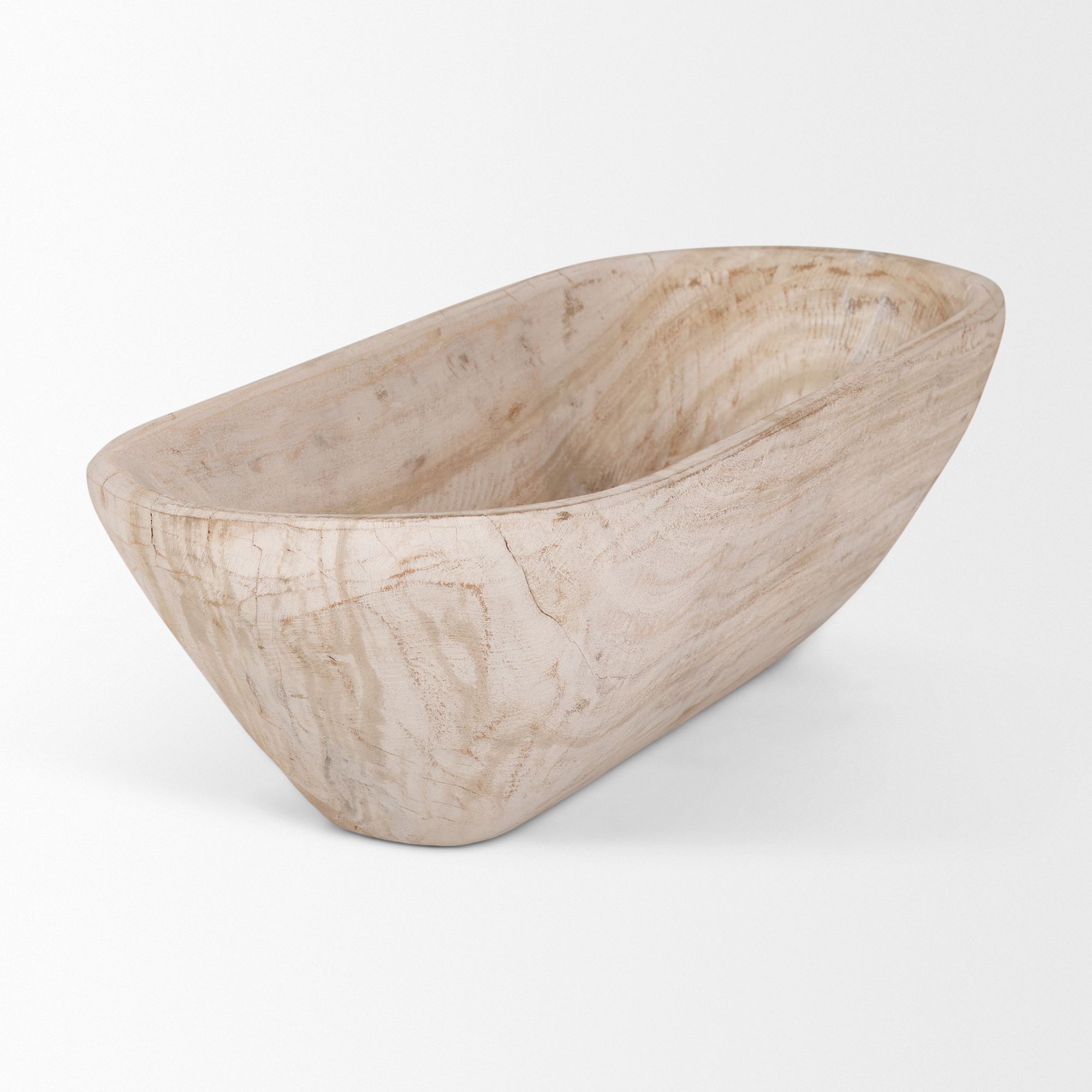 Mercana Athena Oblong Reclaimed Wood Bowl - Light-Wash