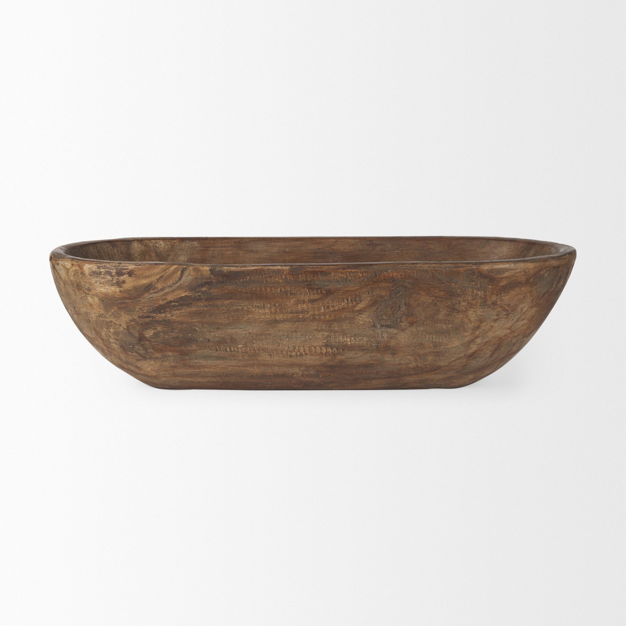 Mercana Athena Oblong Reclaimed Wood Bowl - Brown