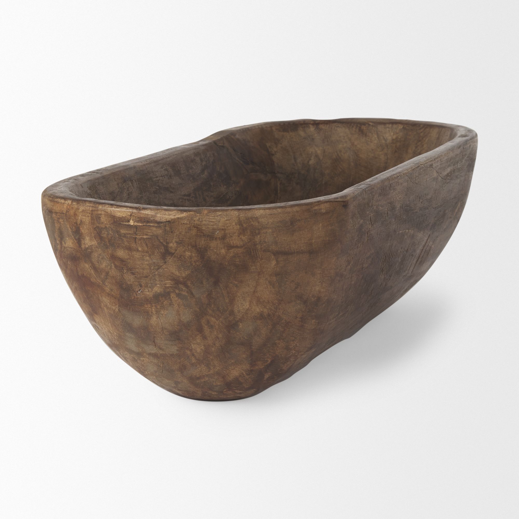 Mercana Athena Oblong Reclaimed Wood Bowl - Brown