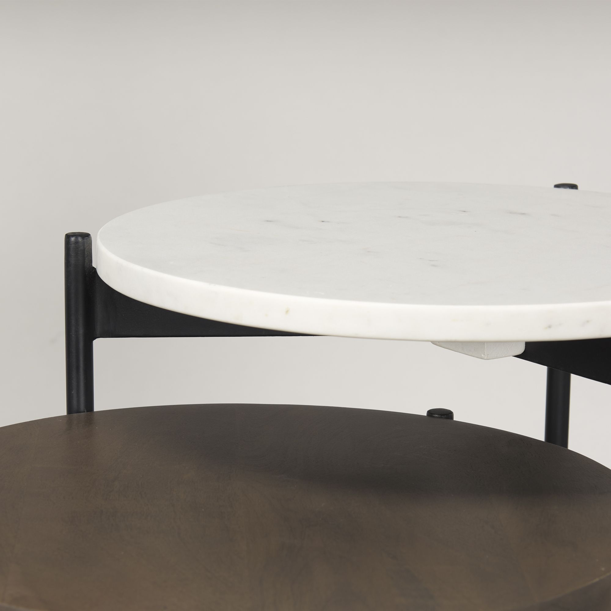 Mercana Larkin Round End Table - Dark Brown/White