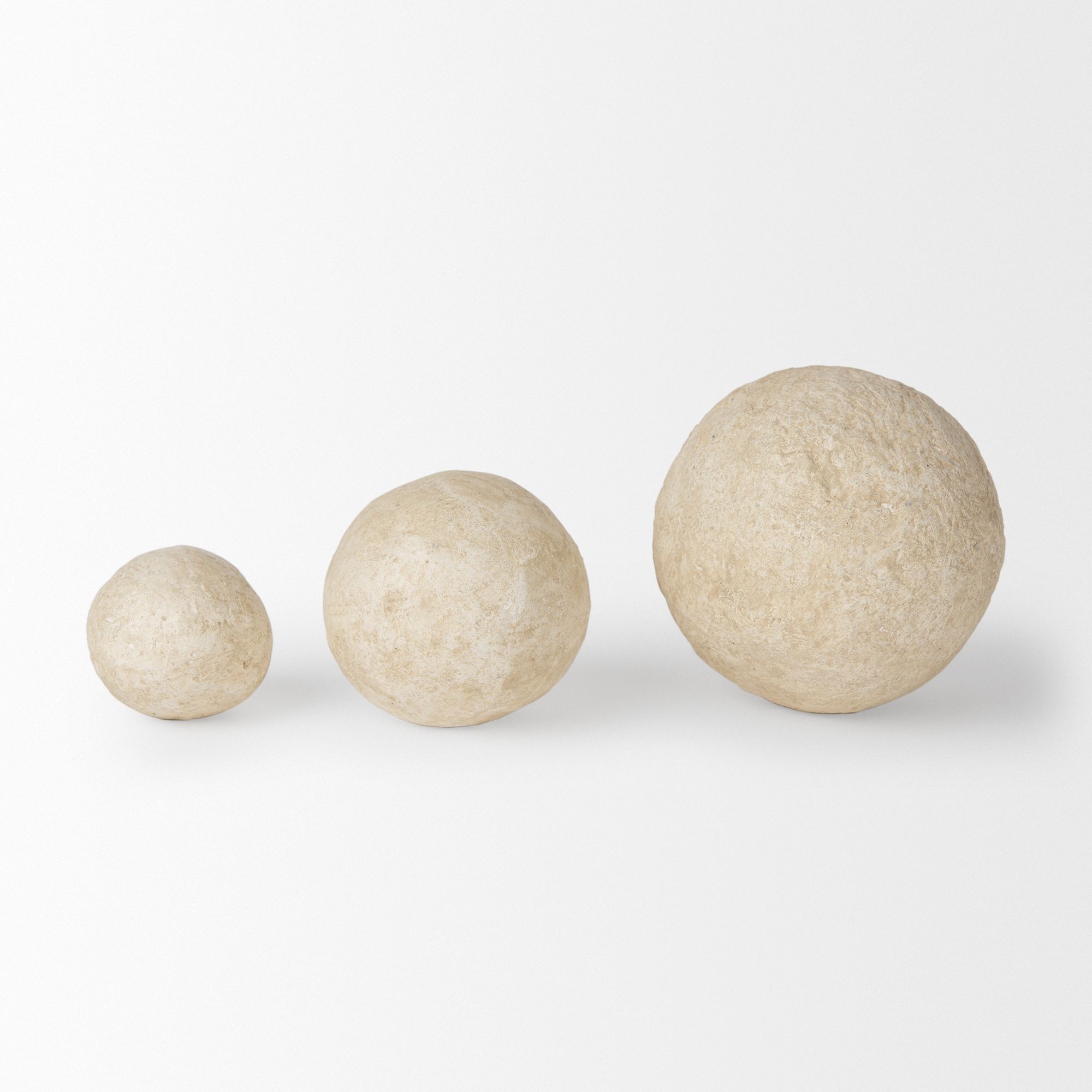 Mercana Sunita Paper Mache Orbs (Set of 3) - Beige