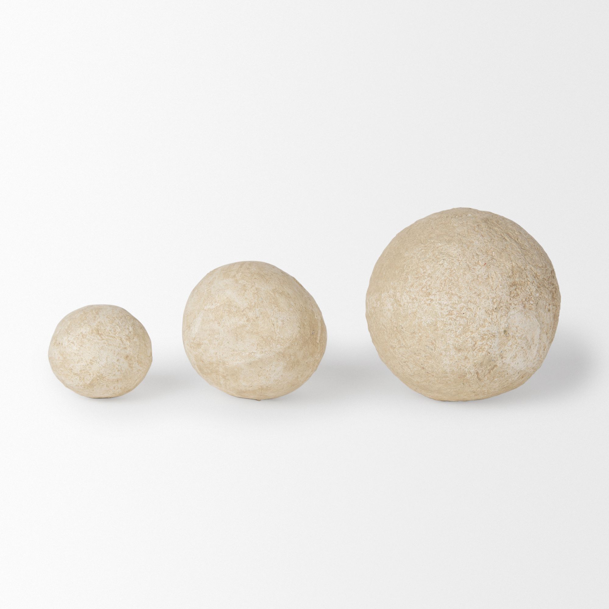 Mercana Sunita Paper Mache Orbs (Set of 3) - Beige