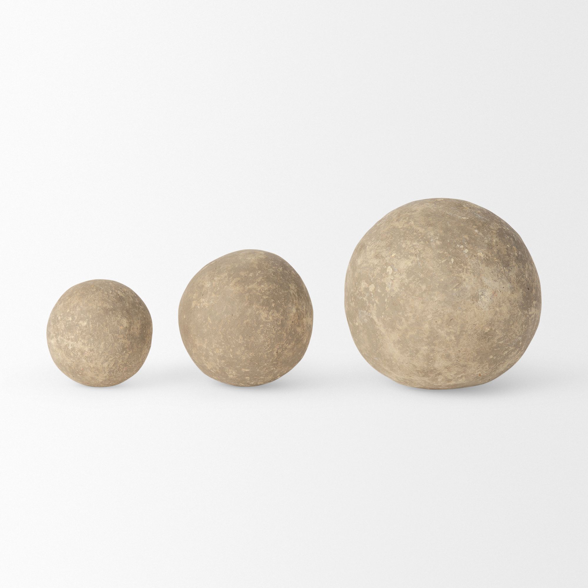 Mercana Sunita Paper Mache Orbs (Set of 3) - Gray